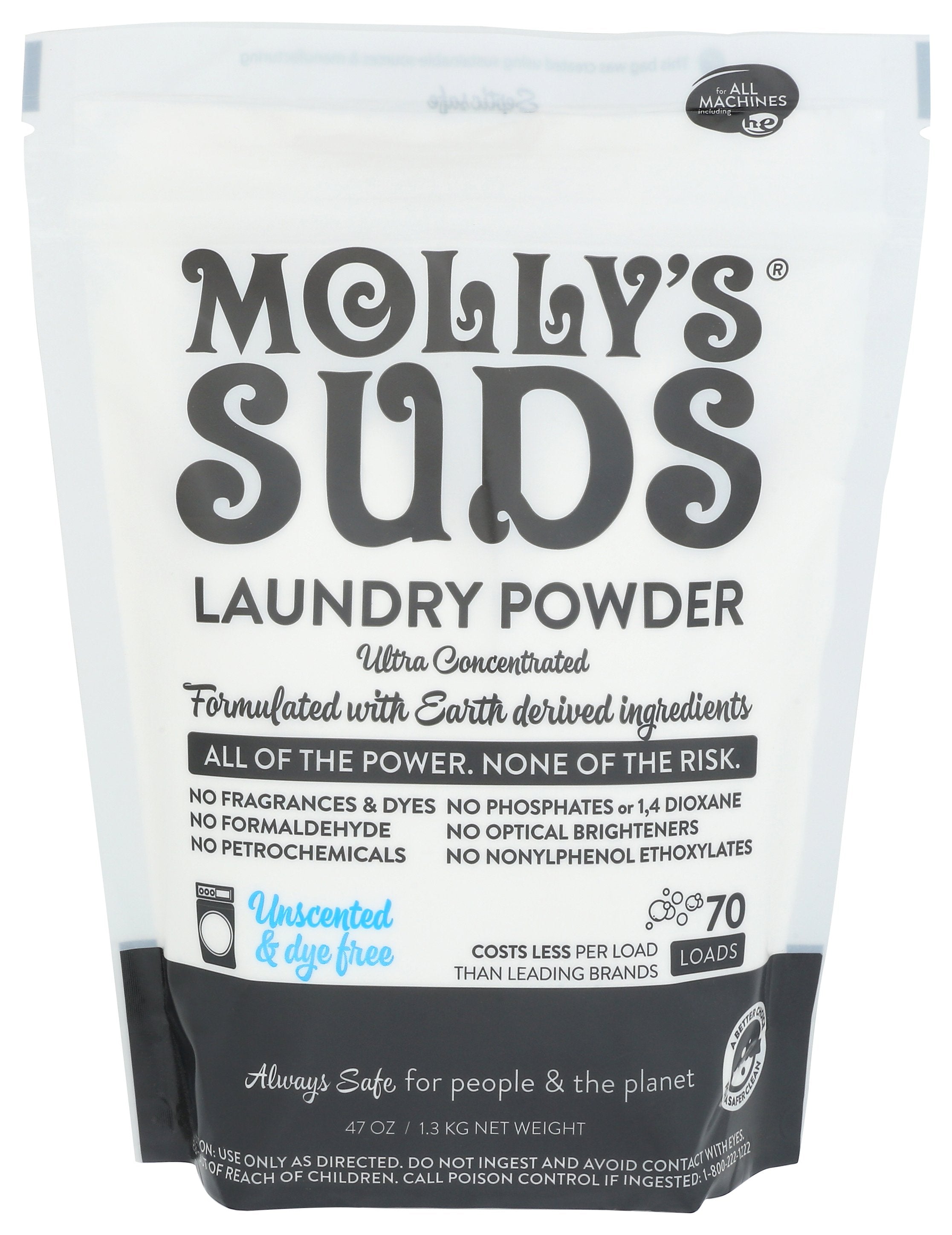 MOLLYS SUDS POWDER LNDRY UNSC 70LDS - Case of 6
