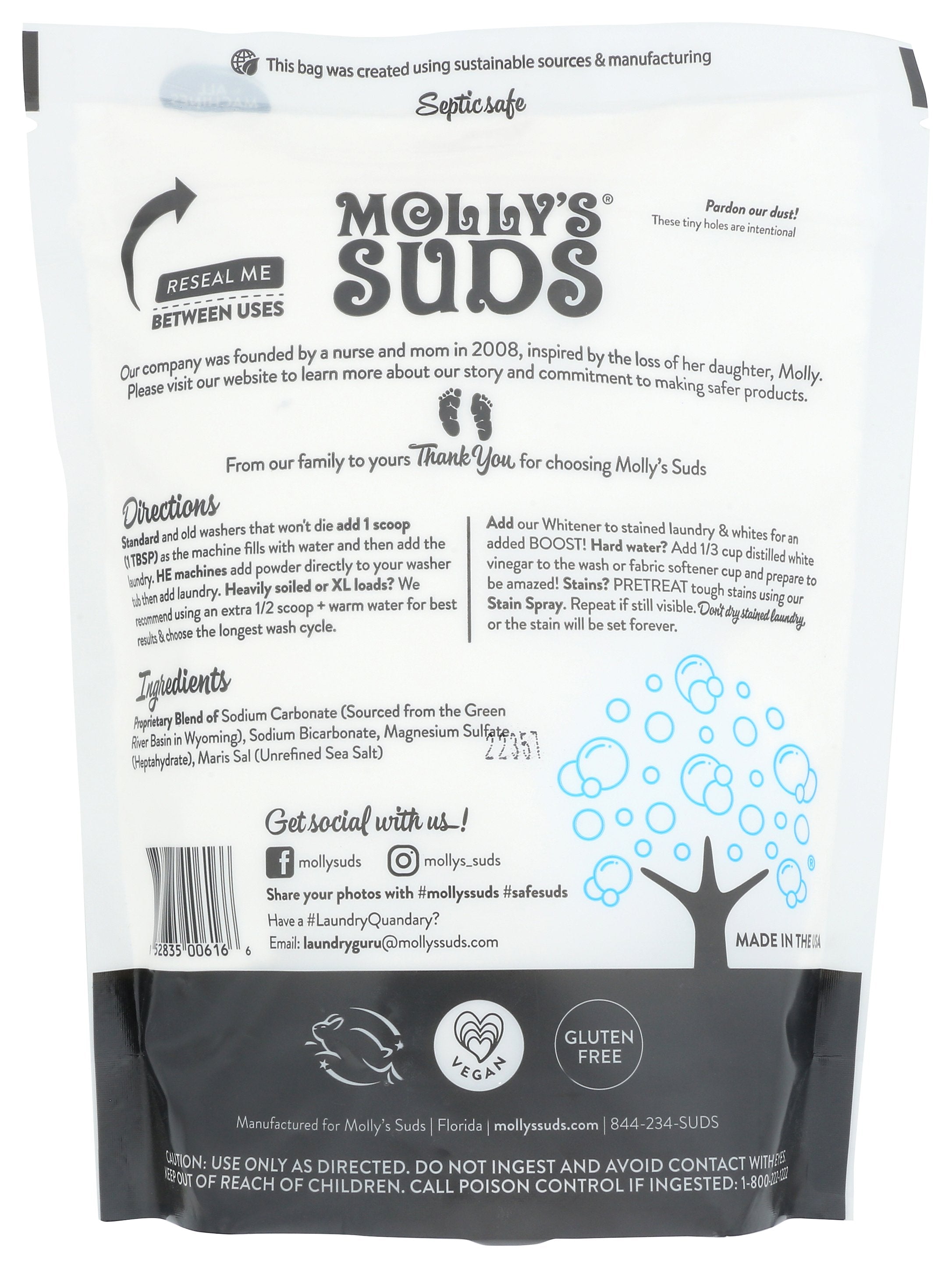 MOLLYS SUDS POWDER LNDRY UNSC 70LDS - Case of 6