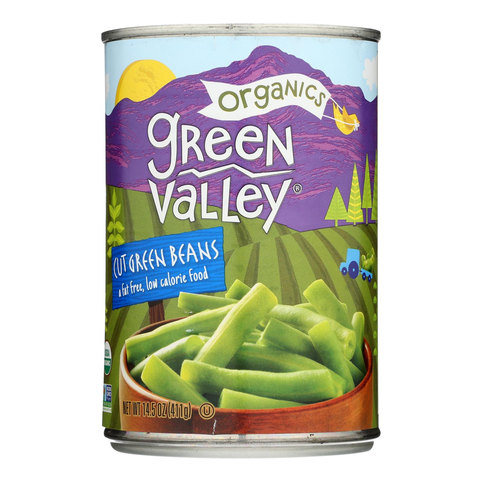 Green Valley Organics - Green Beans Cut - Case of 12-14.5 OZ