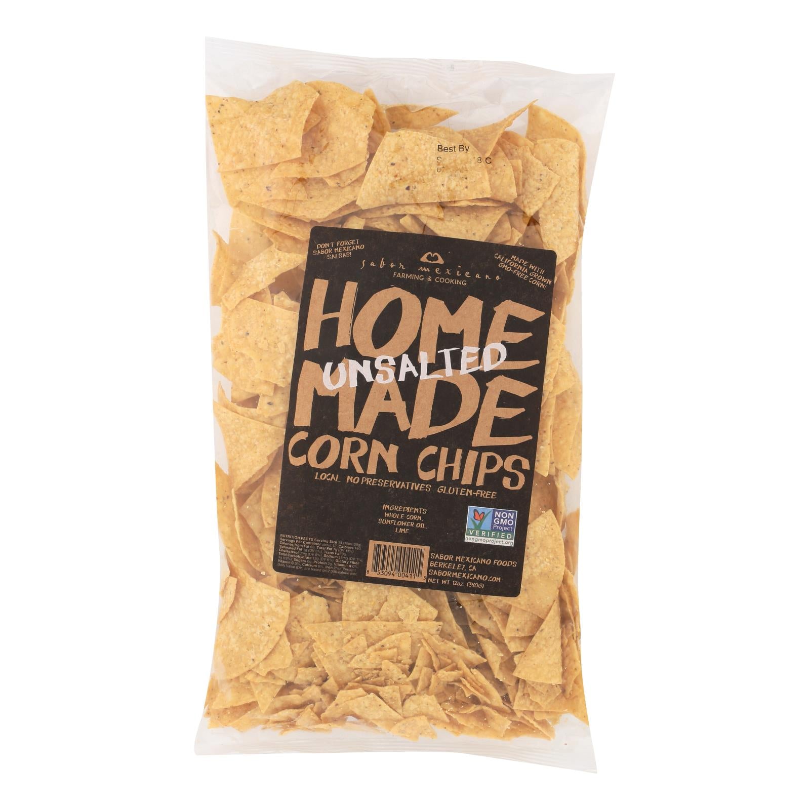 Sabor Mexicano - Chips Corn Unsalted Homemade - Case of 11-10 Ounces