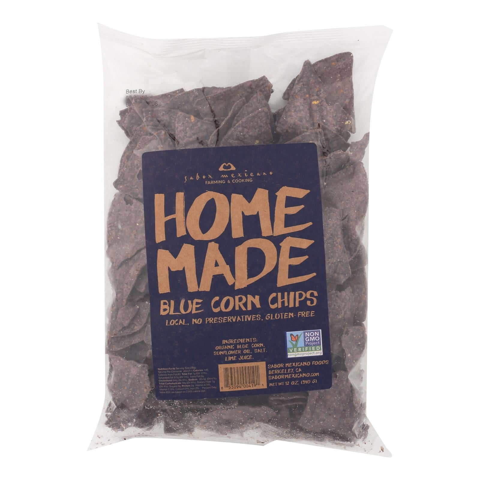 Sabor Mexicano - Chips Corn Blue Homemade - Case of 11-10 Ounces