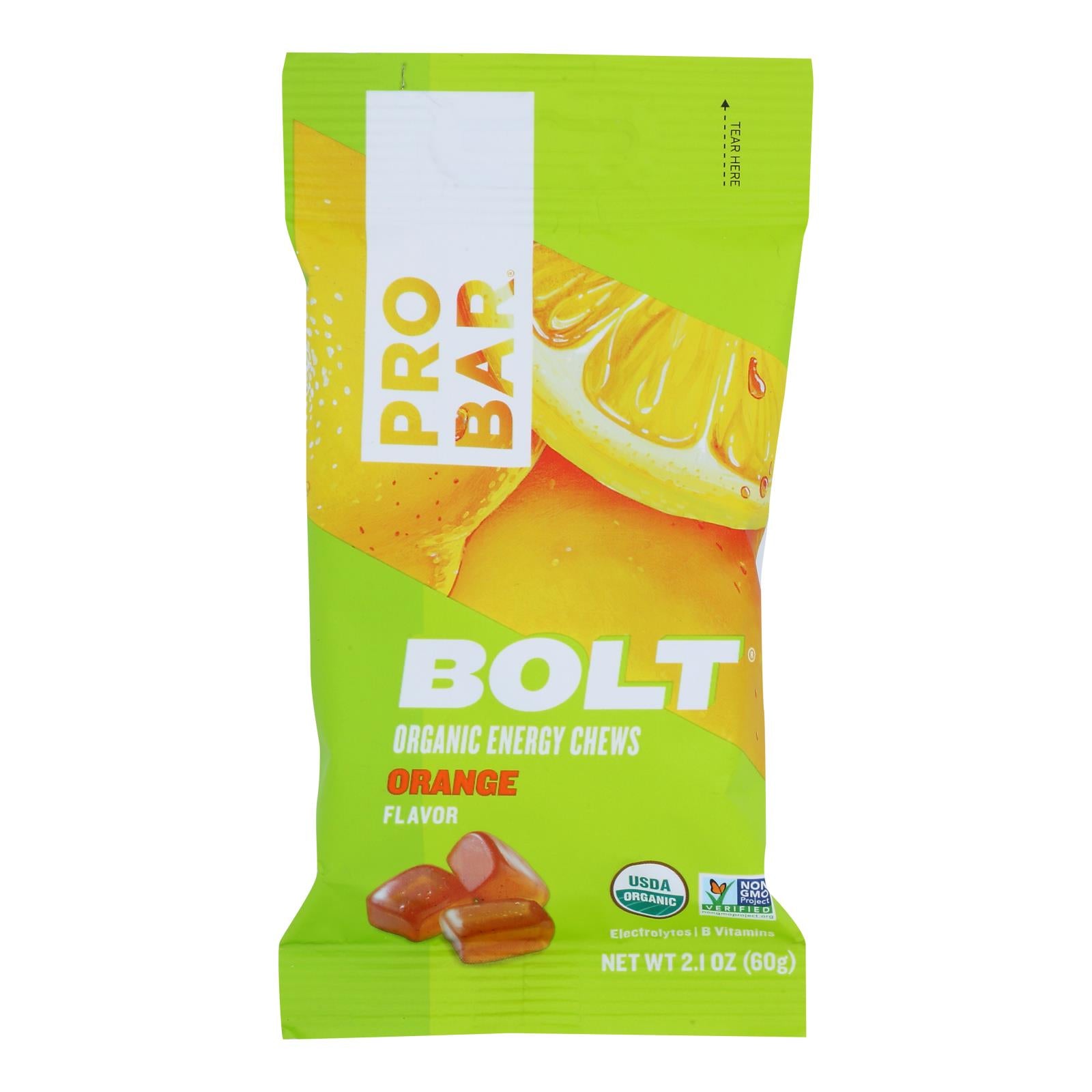 Probar Bolt Energy Chews - Organic Orange - 2.1 oz - Case of 12