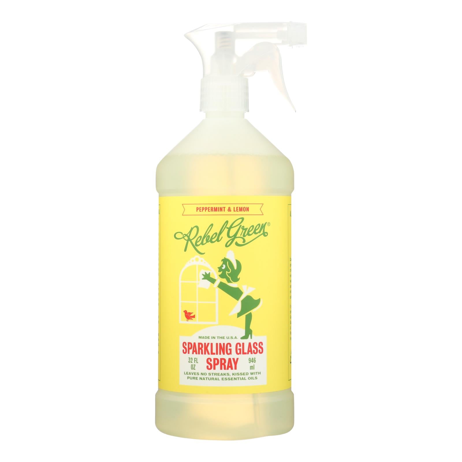 Rebel Green Glass Spray - Peppermint Lemon - Case of 4 - 32 fl oz