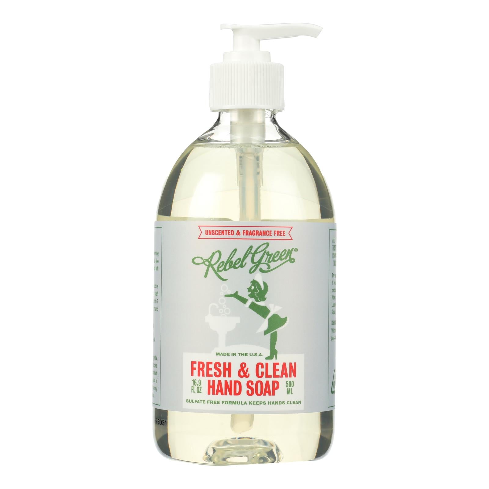 Rebel Green Hand Soap - Unscented - Case of 4 - 16.9 fl oz