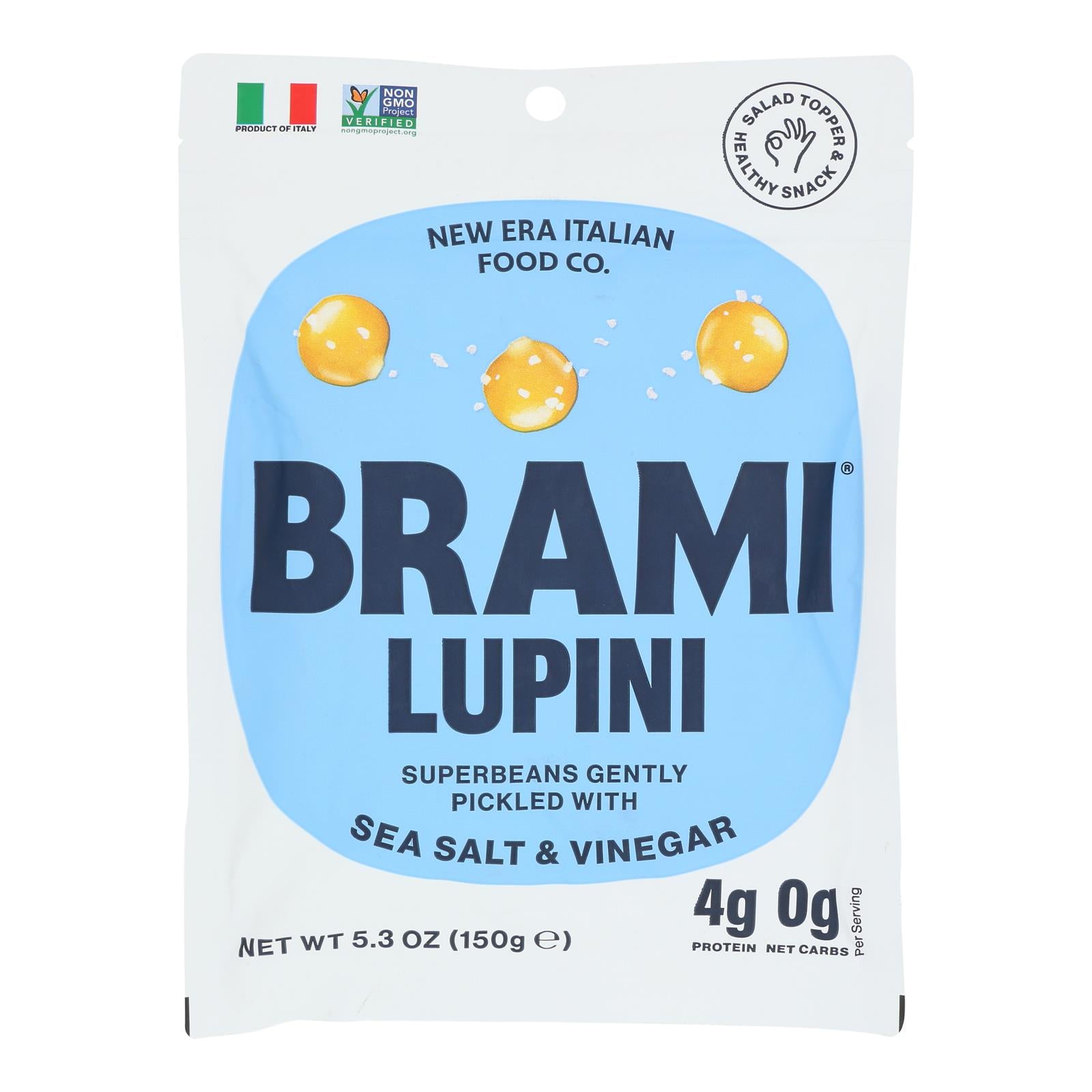 Brami Lupini Snack - Sea Salt - Case of 8 - 5.3 oz.
