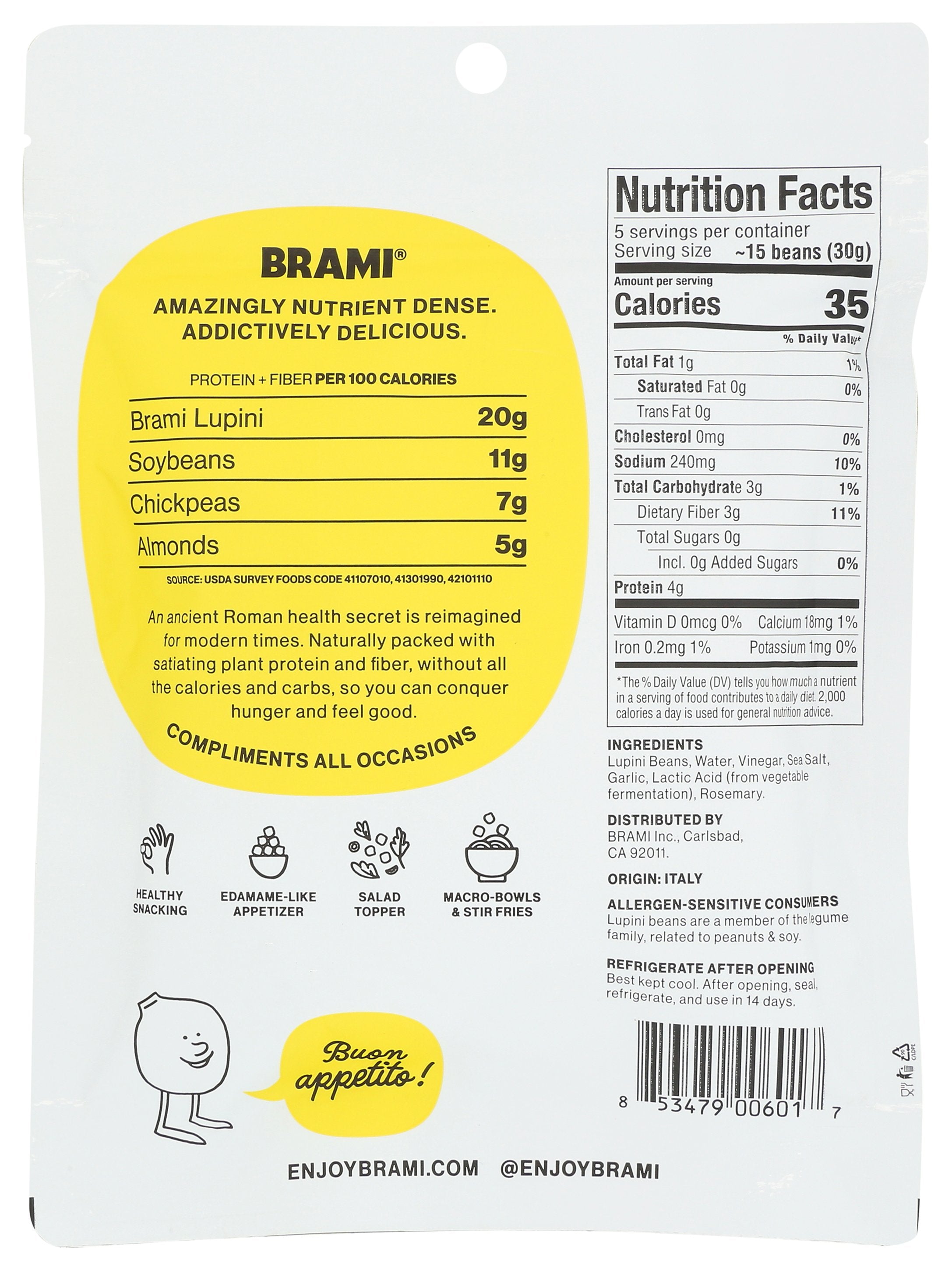 BRAMI LUPINI SNACK BEAN GARLIC HERB - Case of 8