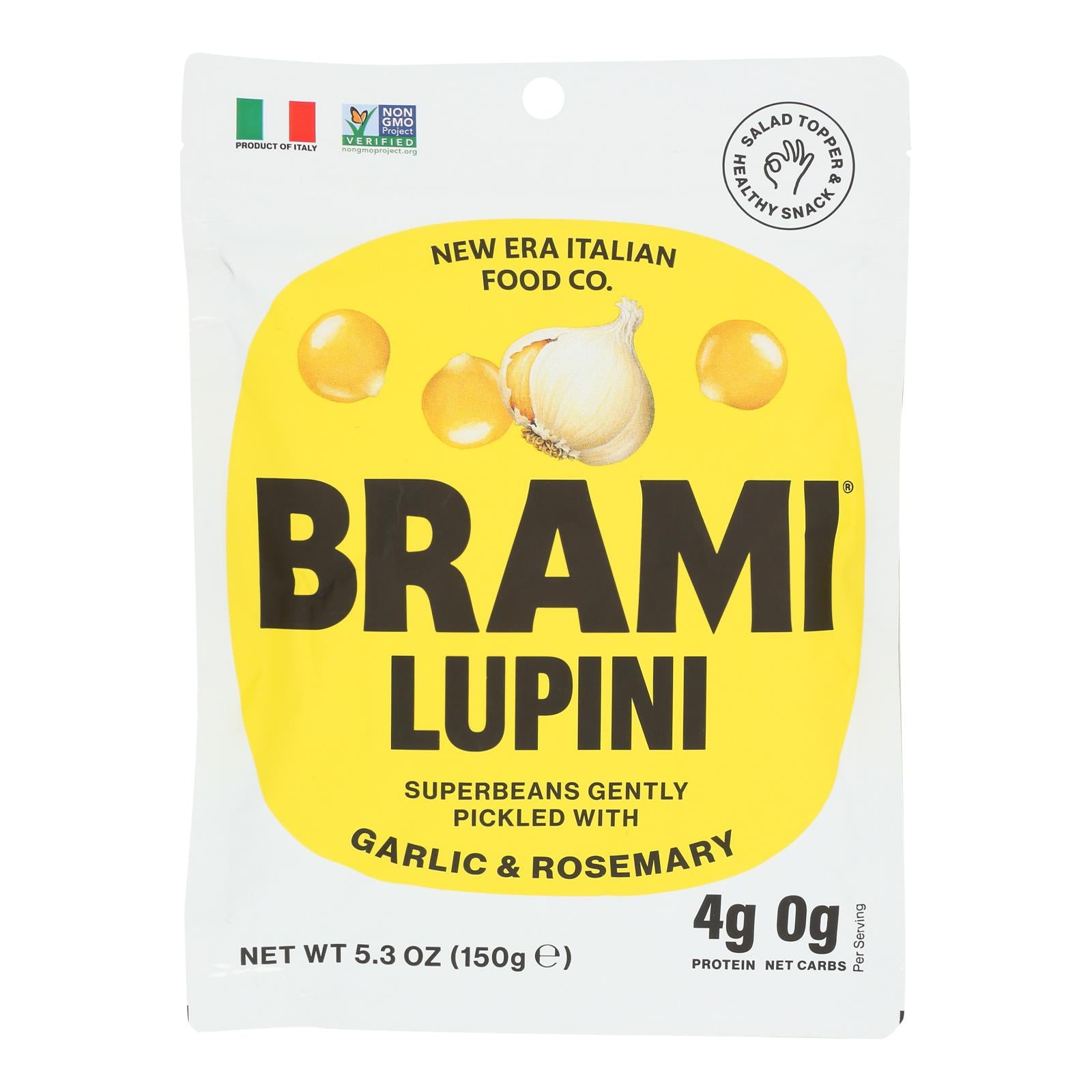 Brami Lupini Snack - Garlic And Herb - Case Of 8 - 5.3 Oz.