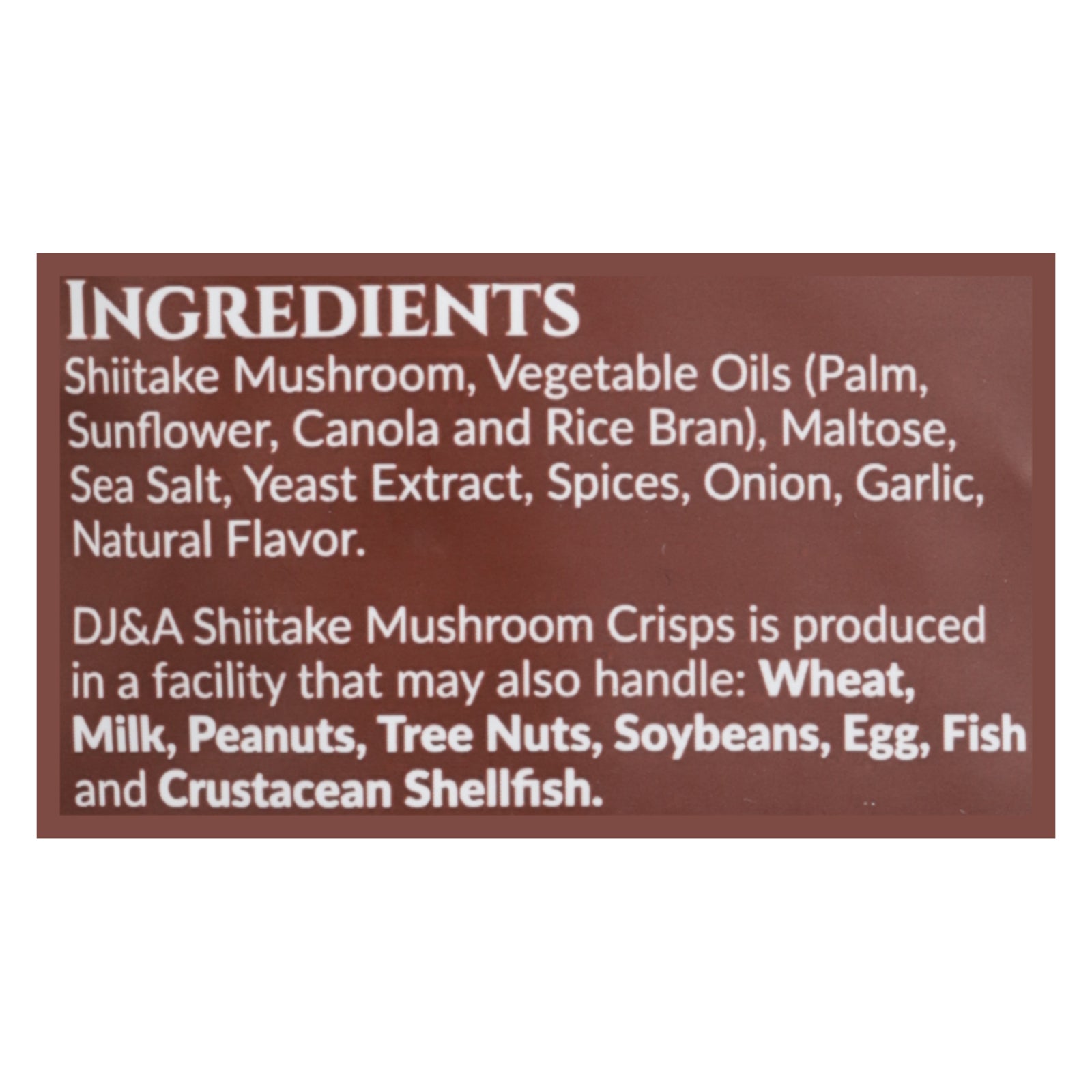 Dja - Mushrooms Shiitake Crisps - CS of 9-2.3 OZ