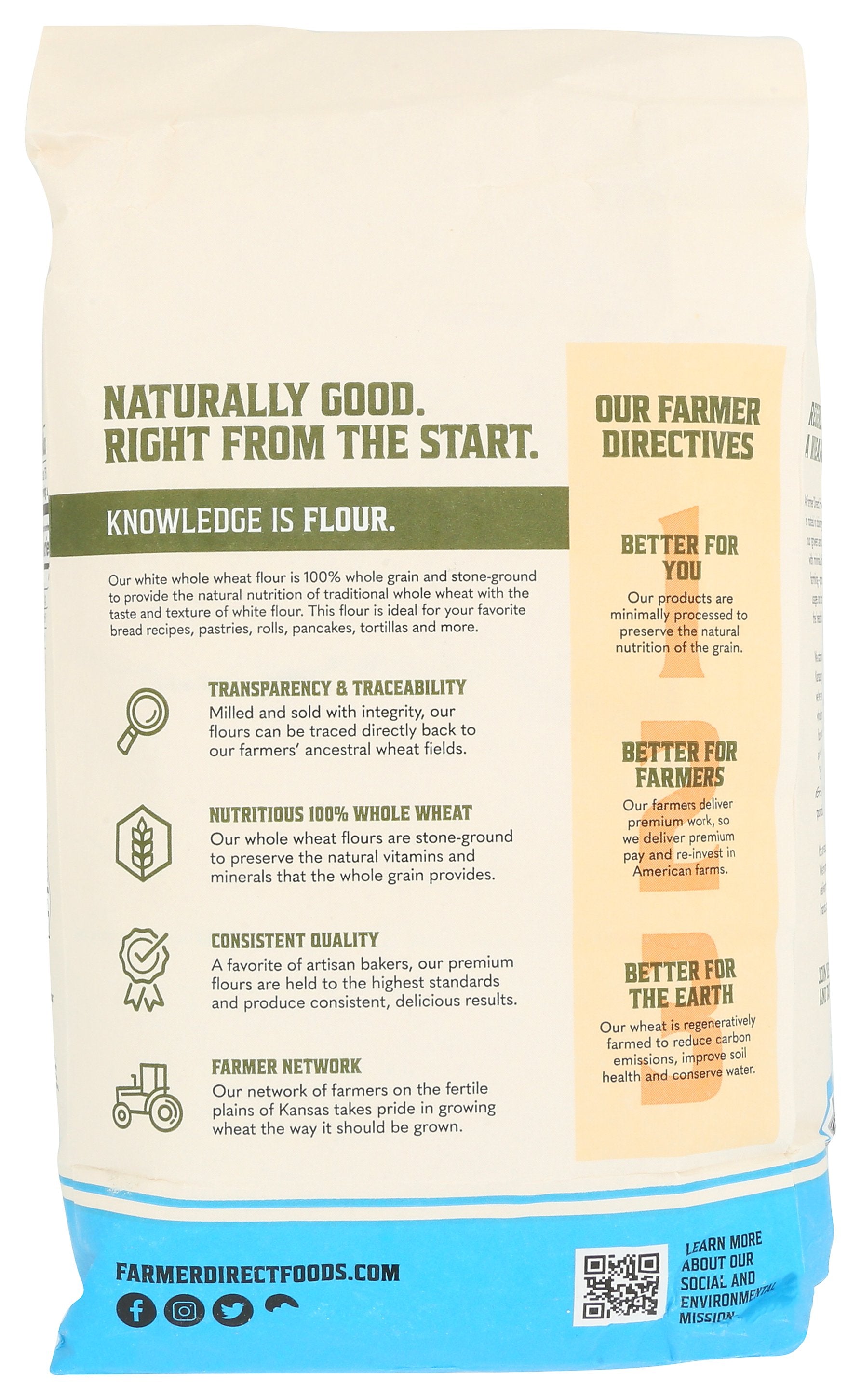 FARMER DIRECT FOODS FLOUR WHOLE WHITE WHEAT - Case of 8