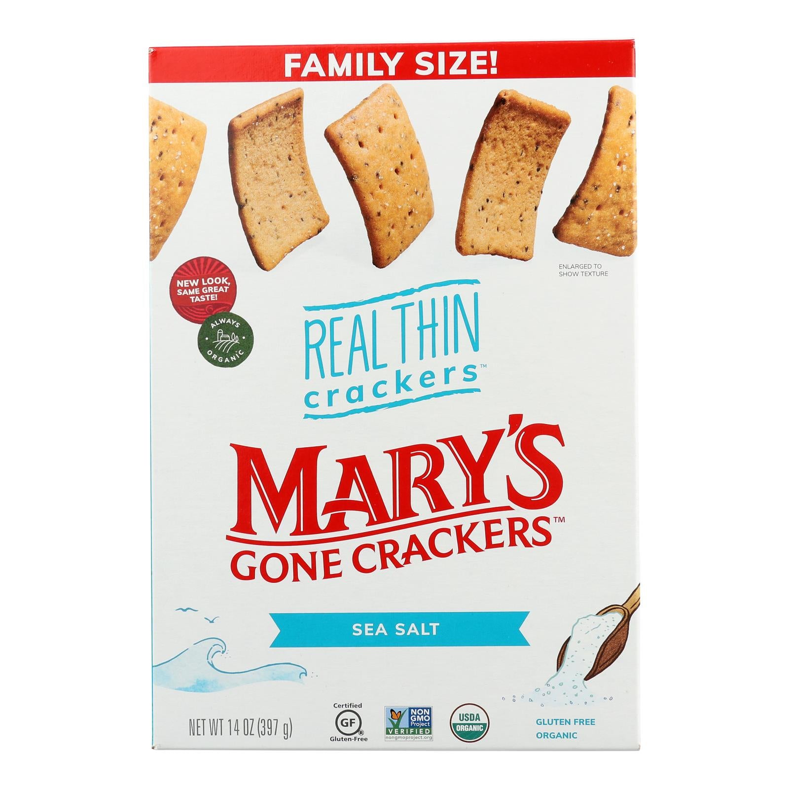 Mary's Gone Crackers - Thn Crckr Fam Size Sea Salt - Case of 6-14 OZ