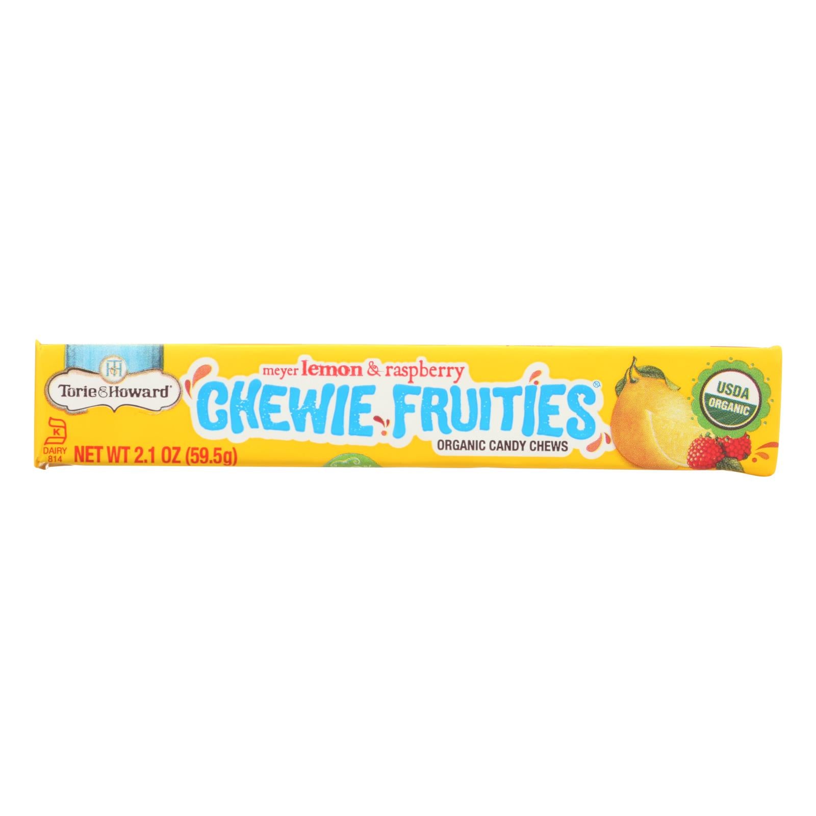 Torie and Howard - Chewy Fruities Organic Candy Chews - Lemon and Raspberry - Case of 18 - 2.1 oz.