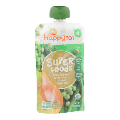 Happy Tot Toddler Food - Organic - Stage 4 - Green Beans Pear And Pea - 4.22 Oz - Case Of 16