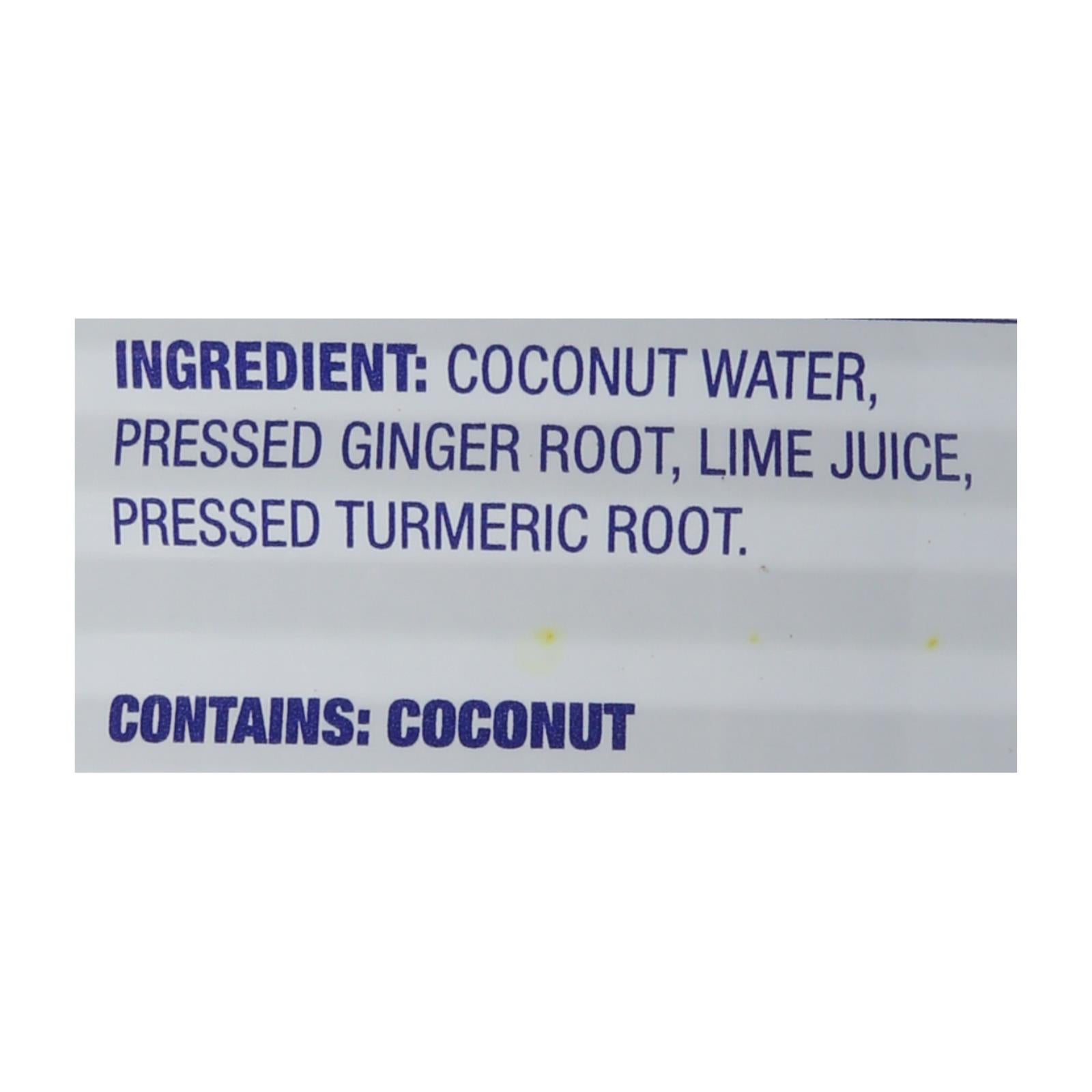 C2o - Pure Coconut Water - Ginger Lime And Tumeric - Case Of 12 - 17.5 Fl Oz.