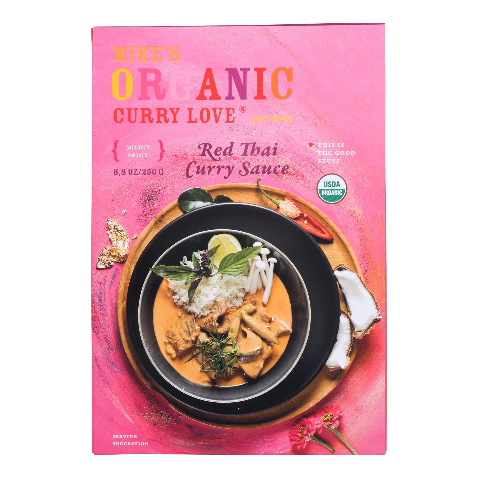 Mike's Organic Curry Love - Organic Curry Simmer Sauce - Red Thai - Case Of 6 - 8.8 Fl Oz.