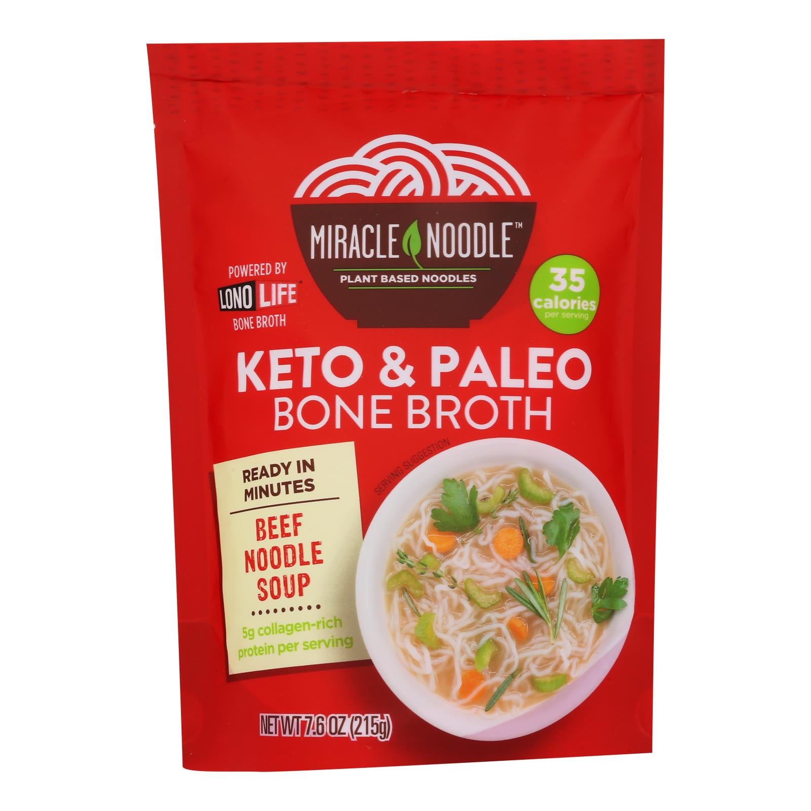 Miracle Noodle - Soup Beef Bone Broth - Case of 6 - 7.6 OZ