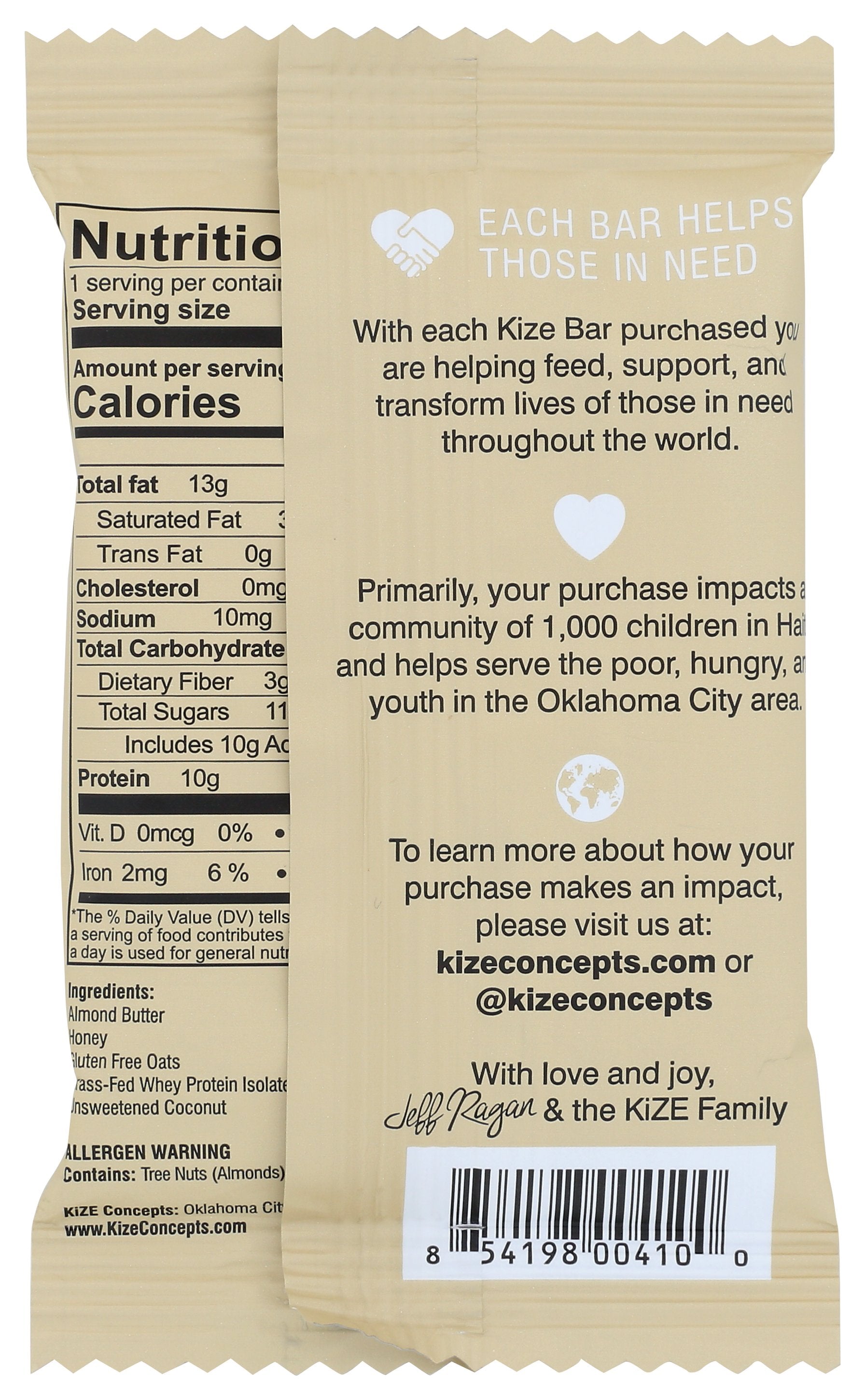 KIZE BAR ALMOND BUTTER - Case of 10