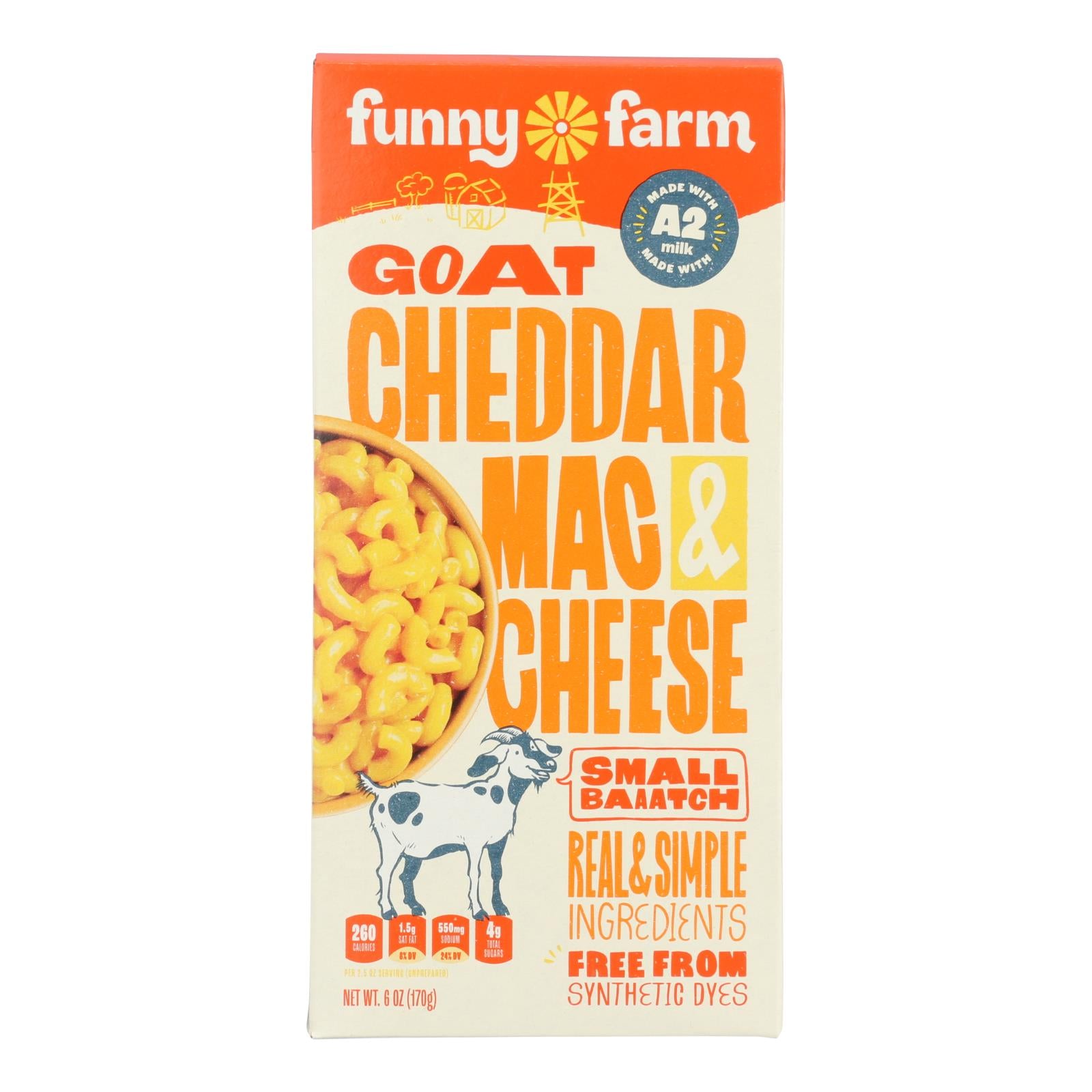 Funny Farm By La Loo's Goat Cheddar Cheese Macaroni & Cheese Dinner  - Case Of 8 - 6 Oz