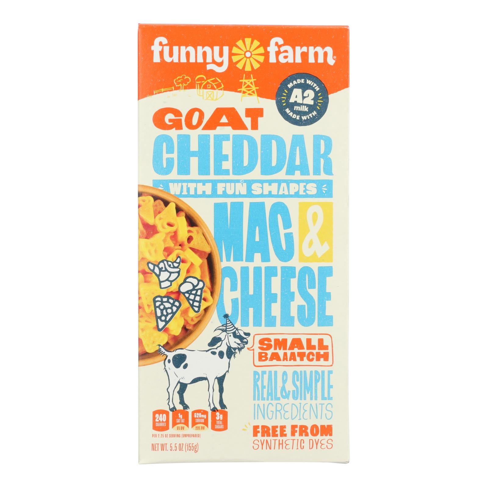 Funny Farm Goat Cheddar Cheese Macaroni & Cheese Dinner  - Case Of 8 - 5.5 Oz