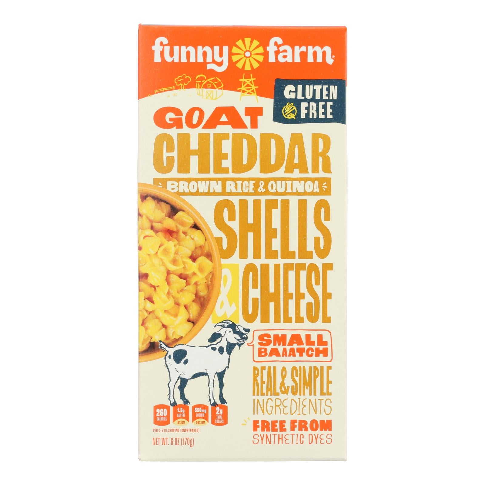 Funny Farm Goat Cheddar Cheese Gluten-Free Macaroni & Cheese Dinner  - Case of 8 - 6 OZ