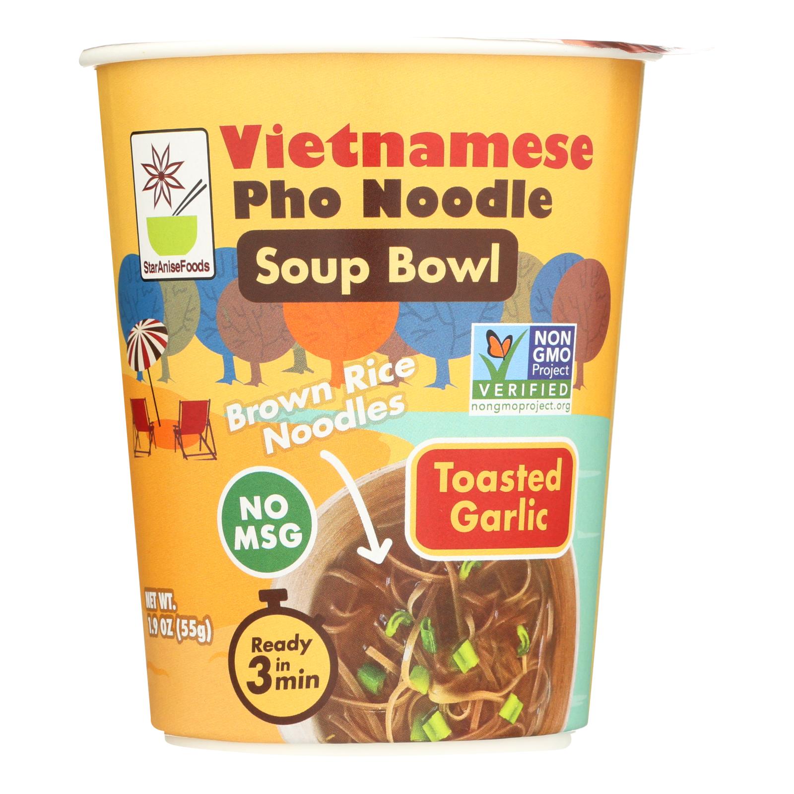 Star Anise Foods - Soup Bowl Pho Ndl Garlic - Case Of 6 - 1.9 Oz