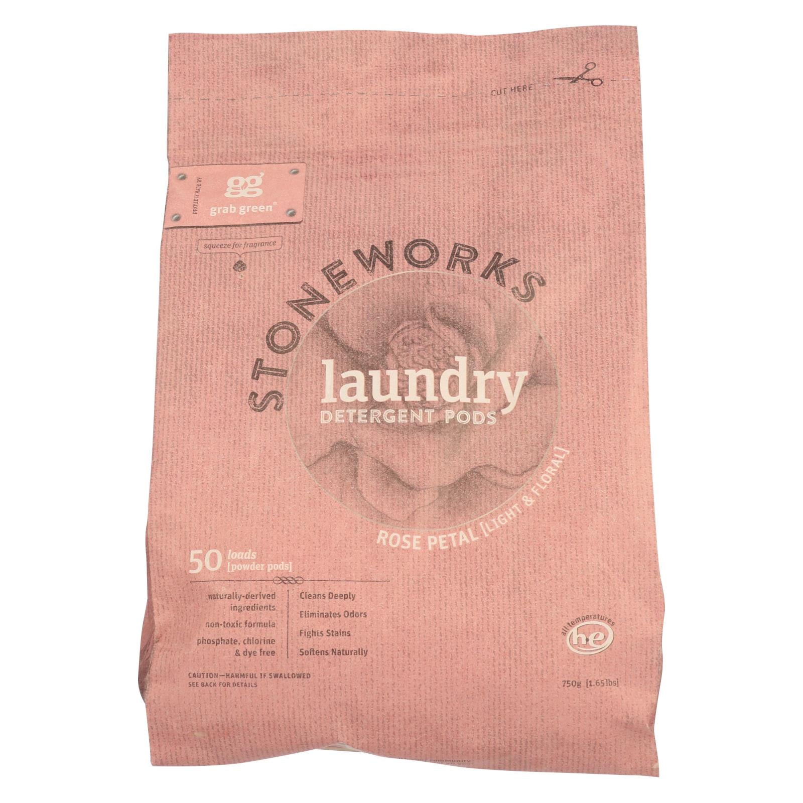 Stoneworks Laundry Detergent Pods - Rose - Case of 6 - 50 count