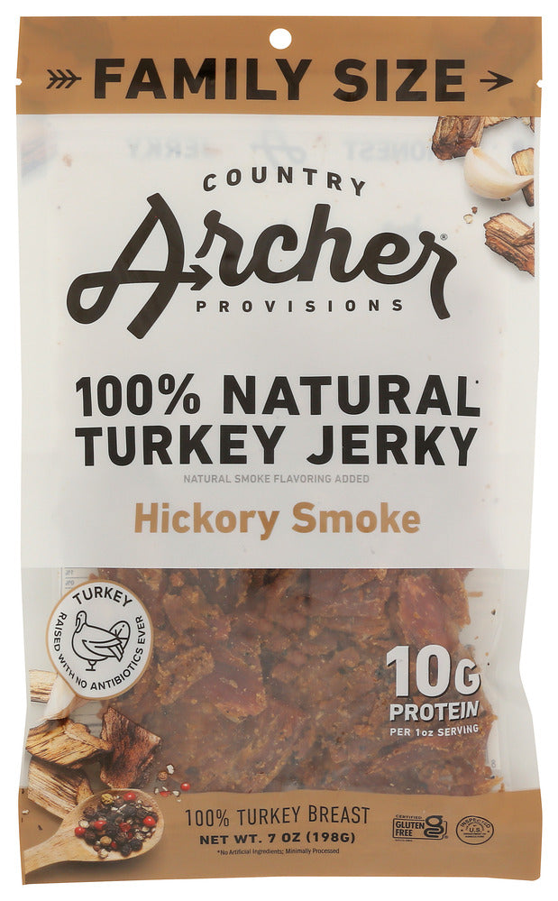 Country Archer Jerky Turkey Hickory Smoked - Case of 8 - 7oz