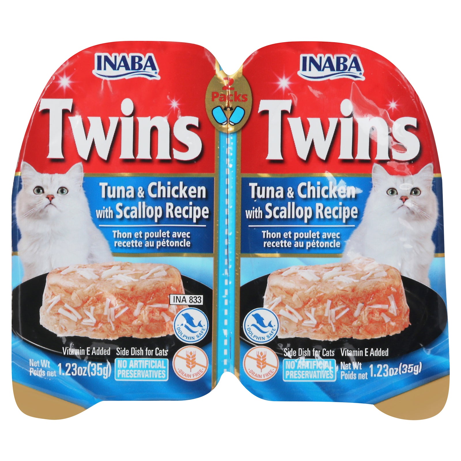 Inaba - Cat Food Tuna Chicken Scallop - Case of 8 - 2.46 Ounces