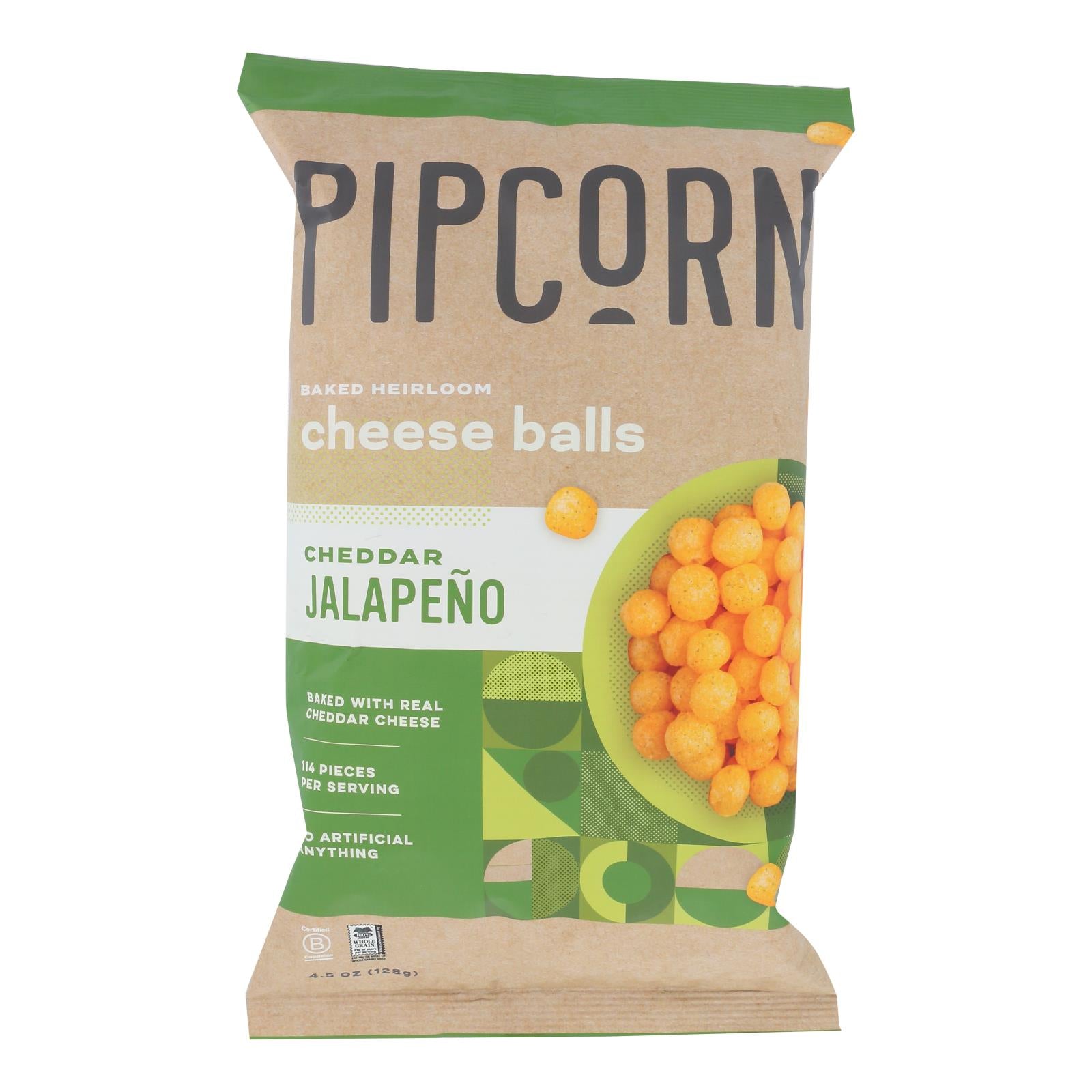 Pipcorn - Cheese Balls Jalapeno Chd - Case of 12-4.5 OZ