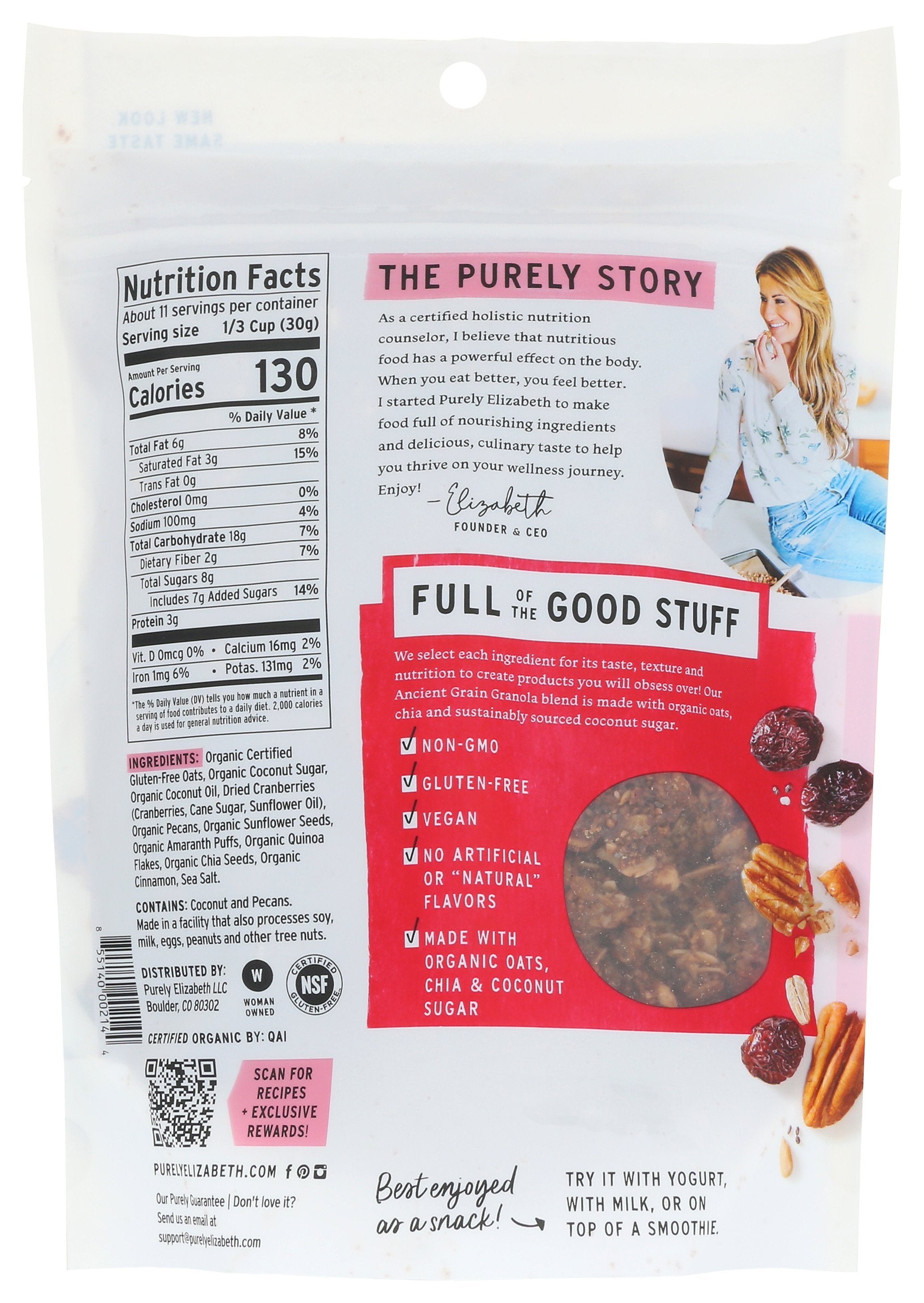 PURELY ELIZABETH GRANOLA CRNBRY PECAN ORG3