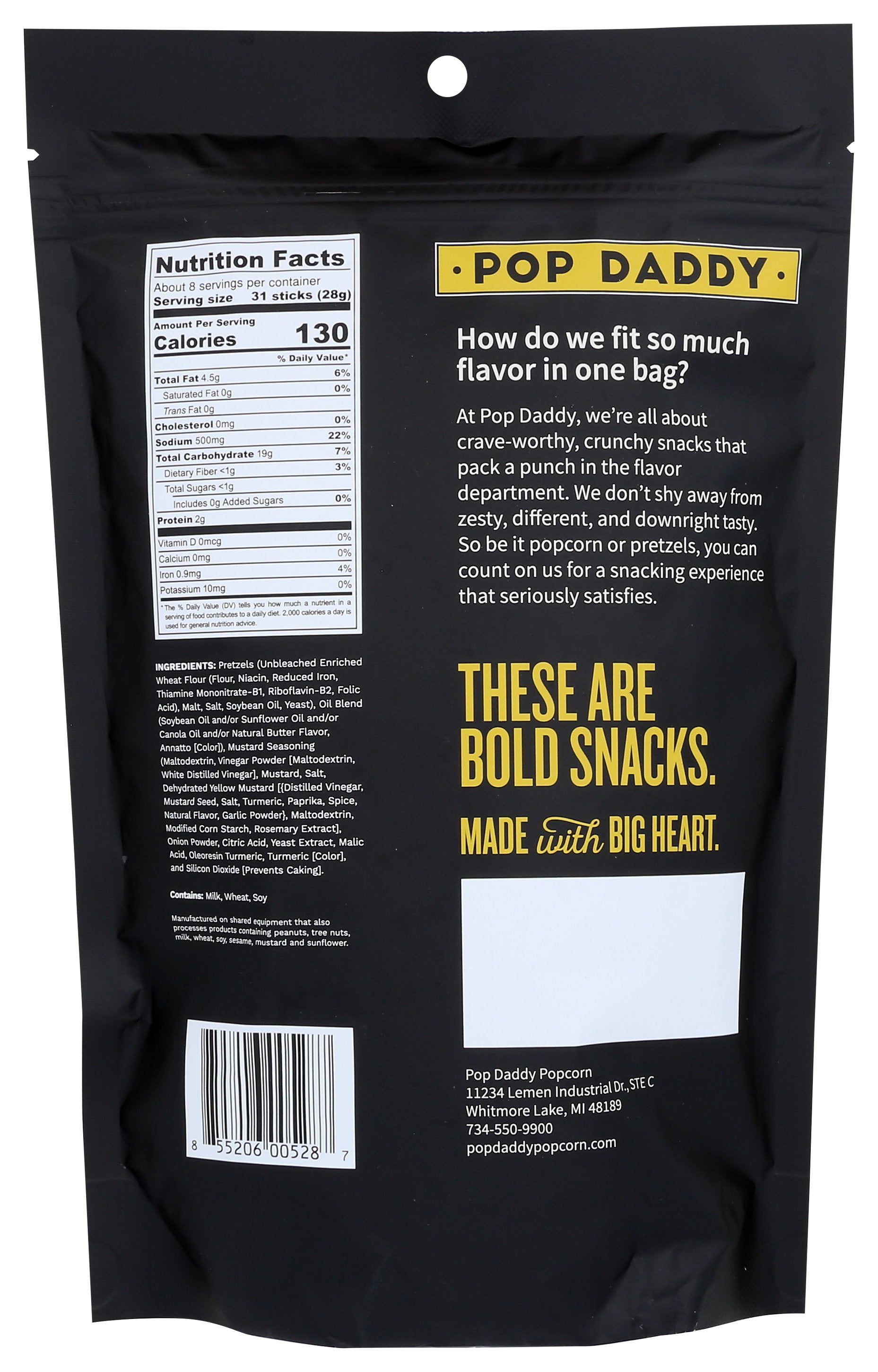 POP DADDY POPCORN & PRETZ PRETZELS YELLOW MUS - Case of 12