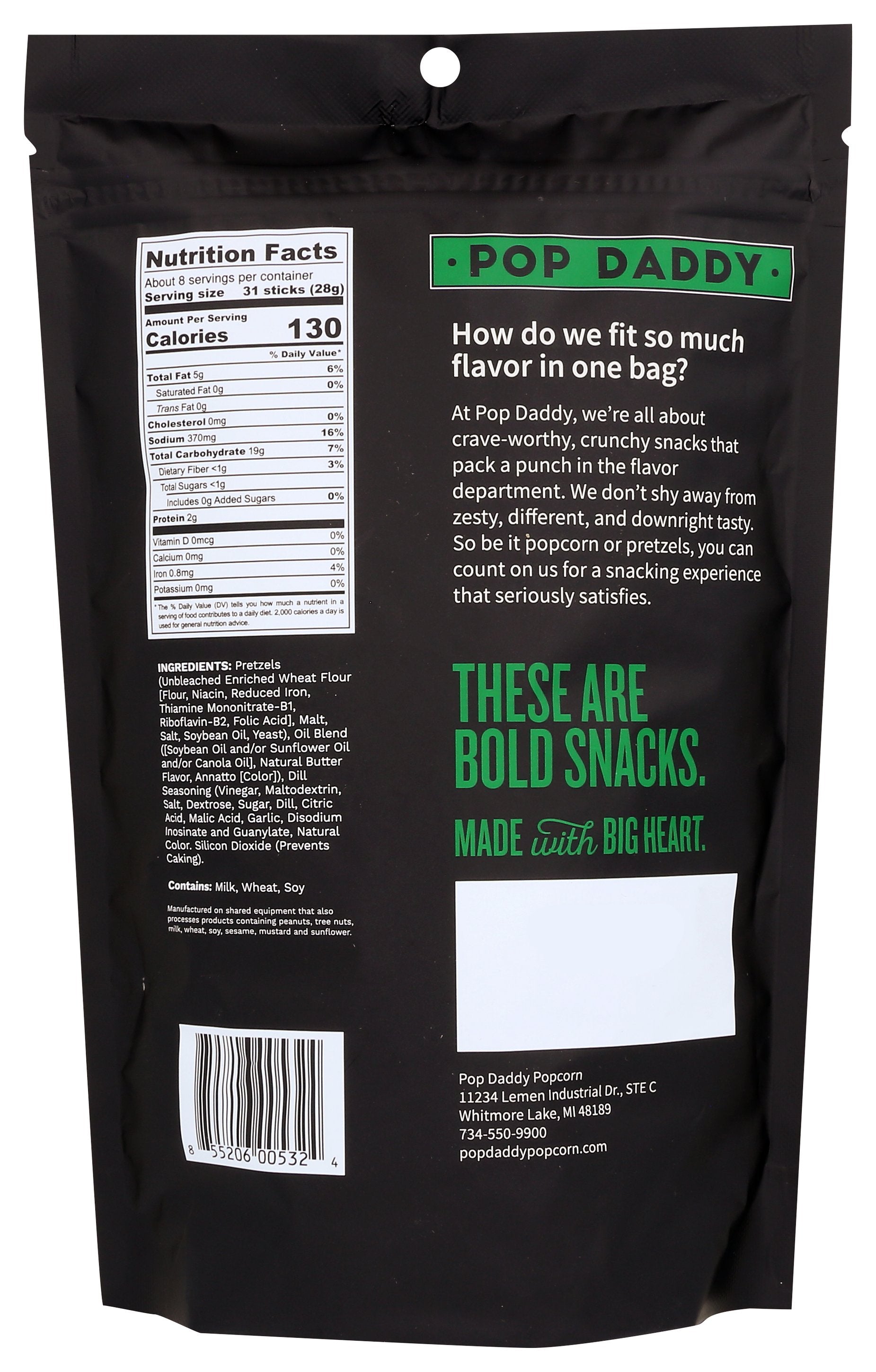 POP DADDY POPCORN & PRETZ PRETZELS PICKLE DIL - Case of 12