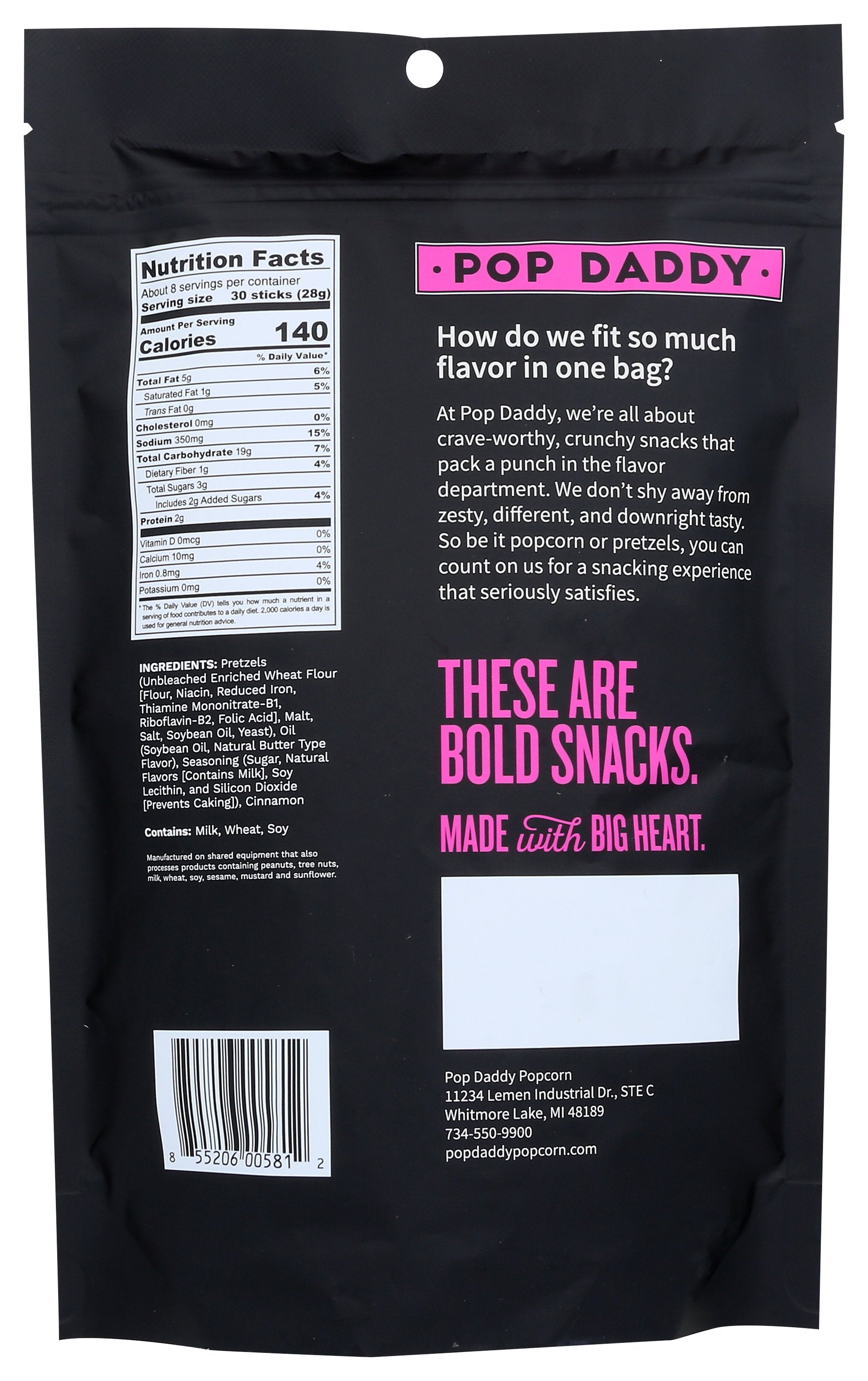 POP DADDY POPCORN & PRETZ PRETZELS CINNAMON S - Case of 12