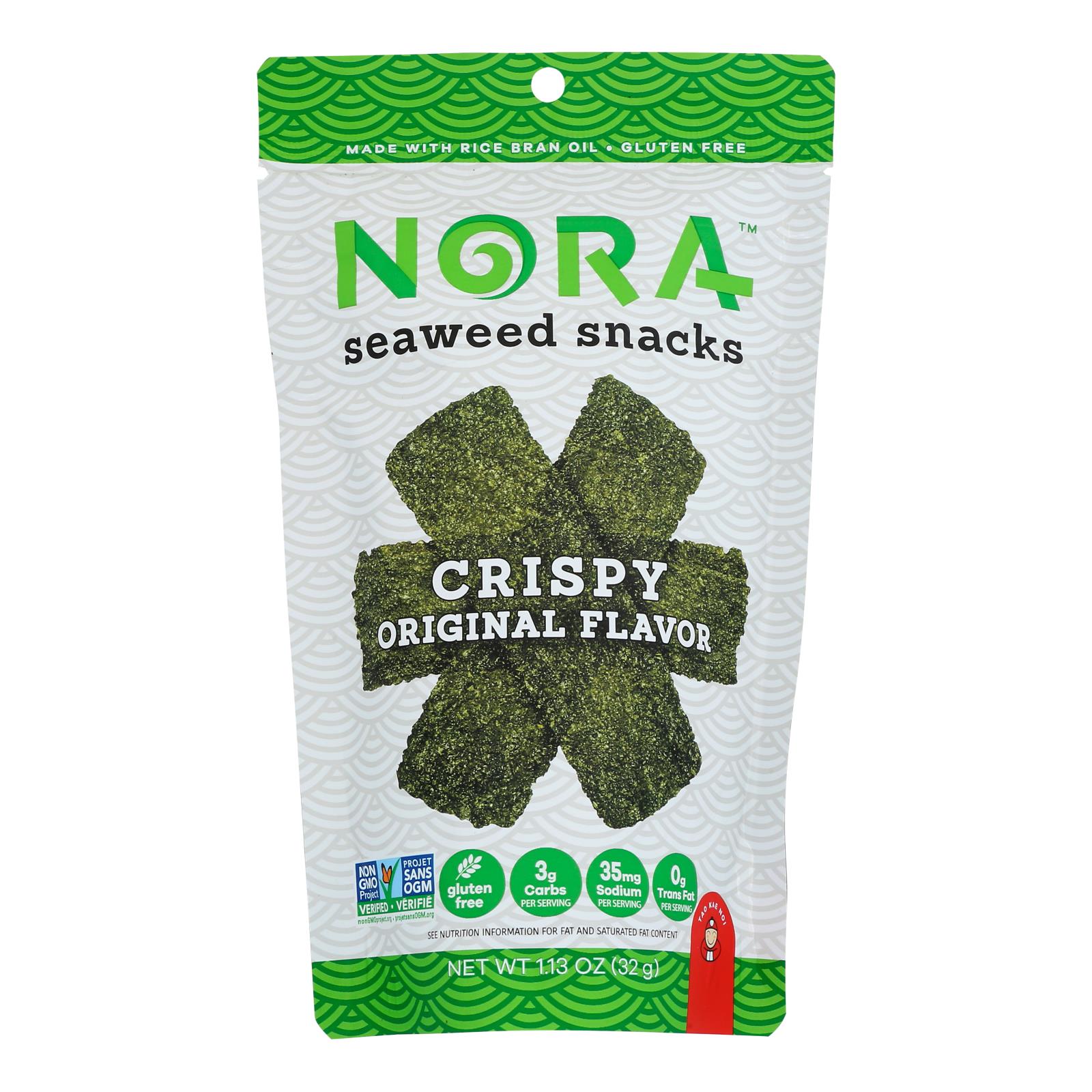 Nora Snacks Seaweed Snacks Crispy Original - Case Of 12 - 1.13 Oz