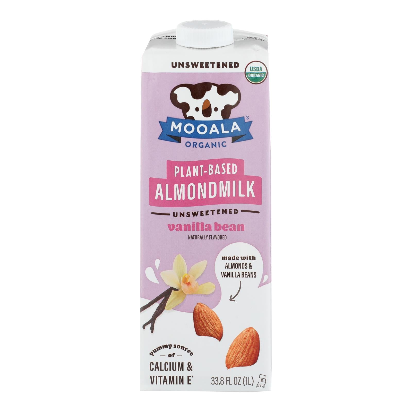 Mooala - Almond Milk Organic Vanilla Unsweetened - Case of 6-32 Fluid Ounces