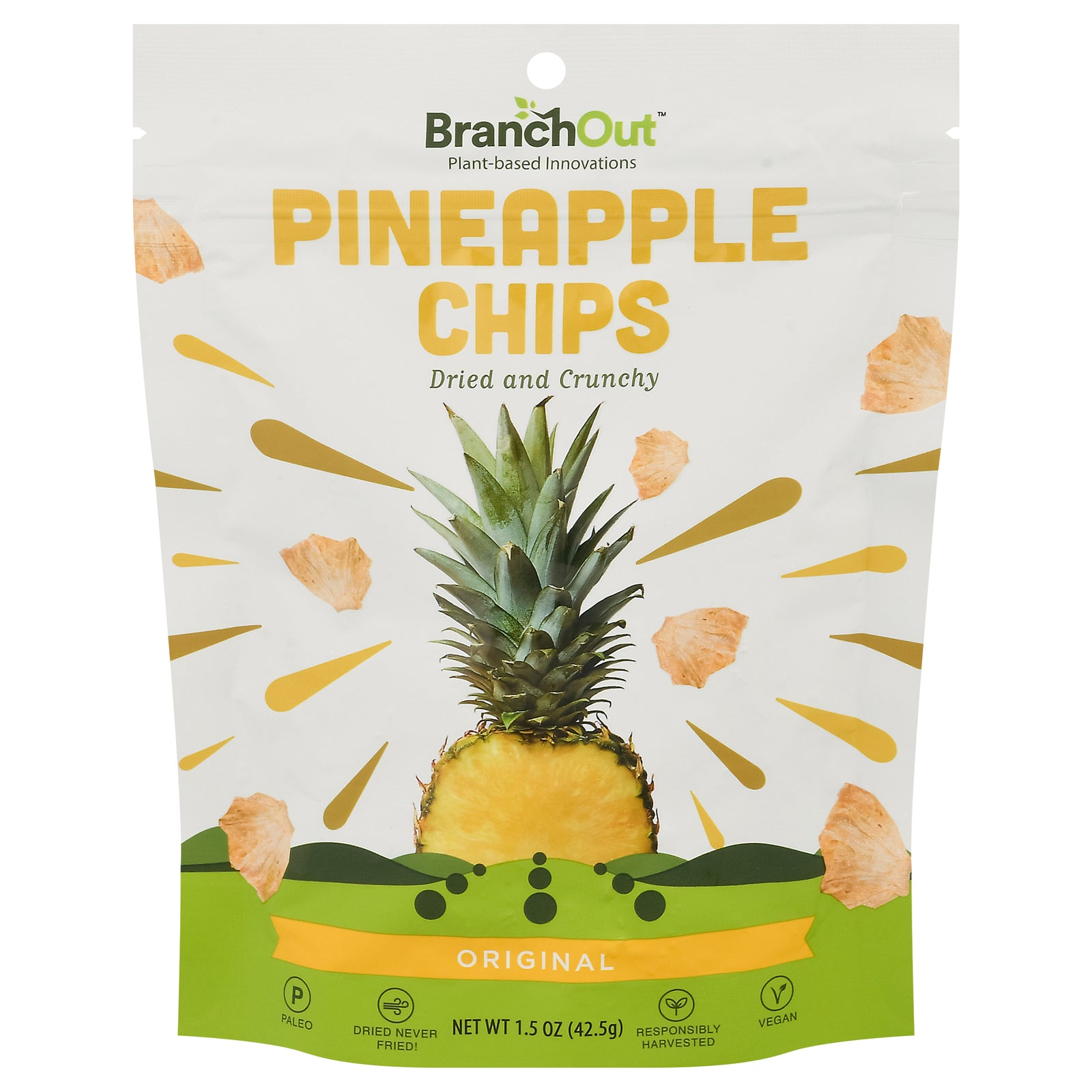 Branchout - Chips Pineapple - Case of 8-1.5 ounces