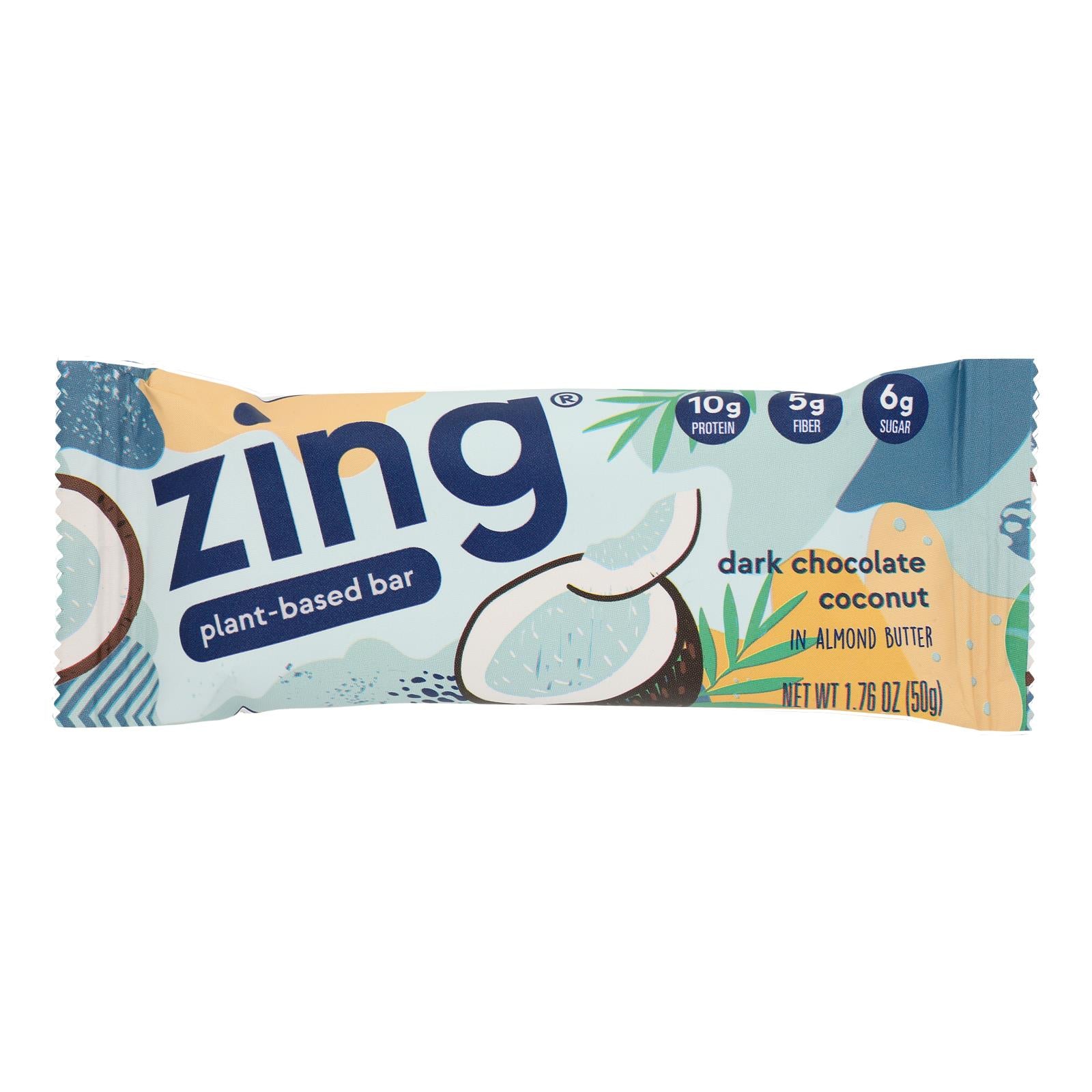 Zing Bars - Nutrition Bar - Dark Chocolate Coconut - 1.76 oz Bars - Case of 12