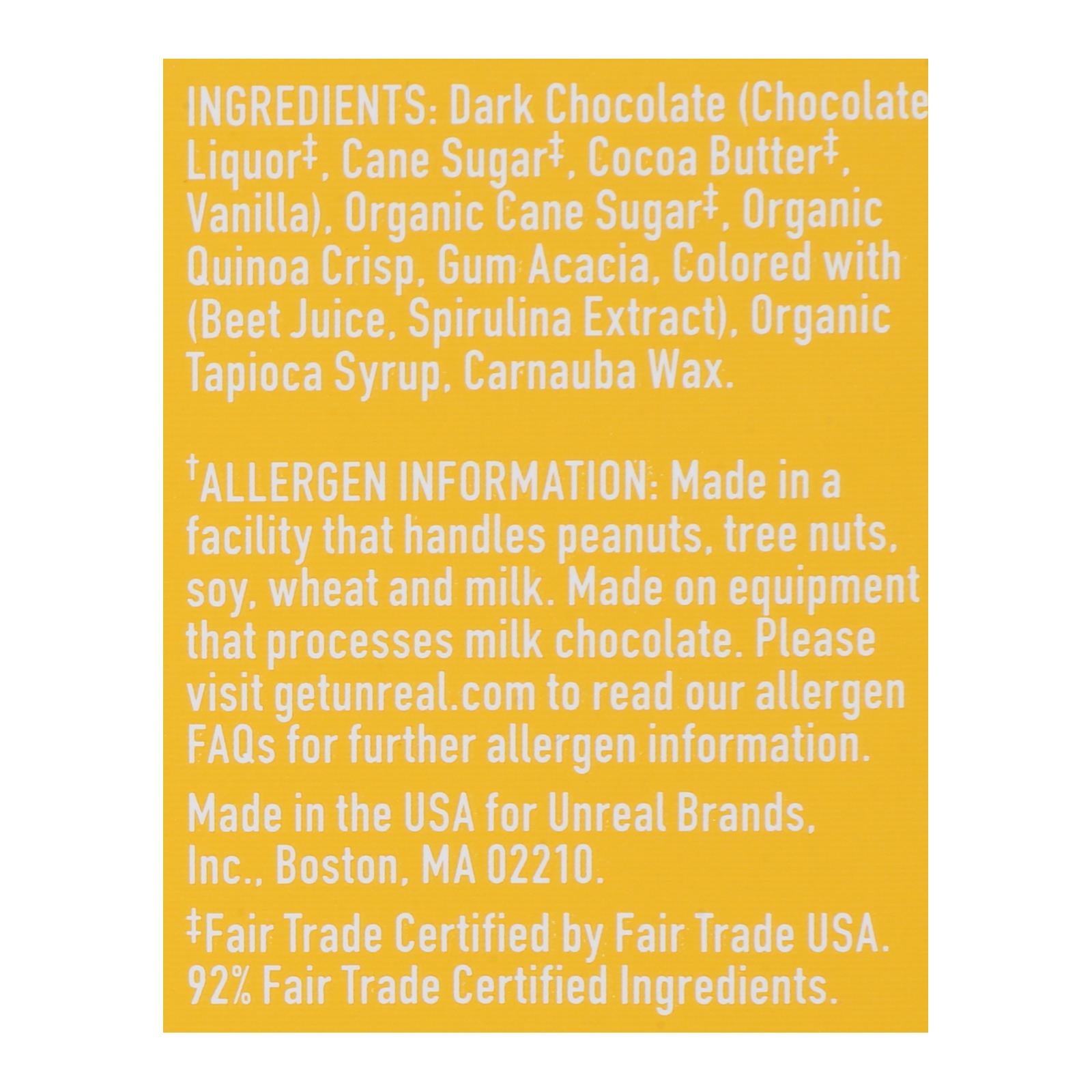 Unreal - Crispy Quinoa Chocolate Gems - Dark Chocolate - Case of 6 - 5 oz.
