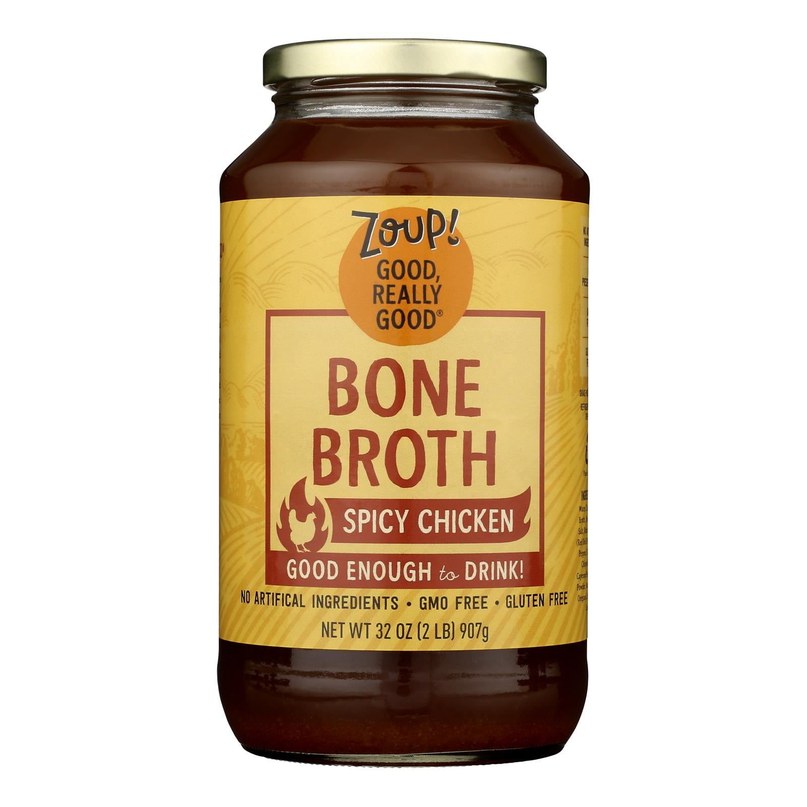 Zoup! Good Really Good - Broth Spicy Chicken Bone - Case of 6-32 OZ