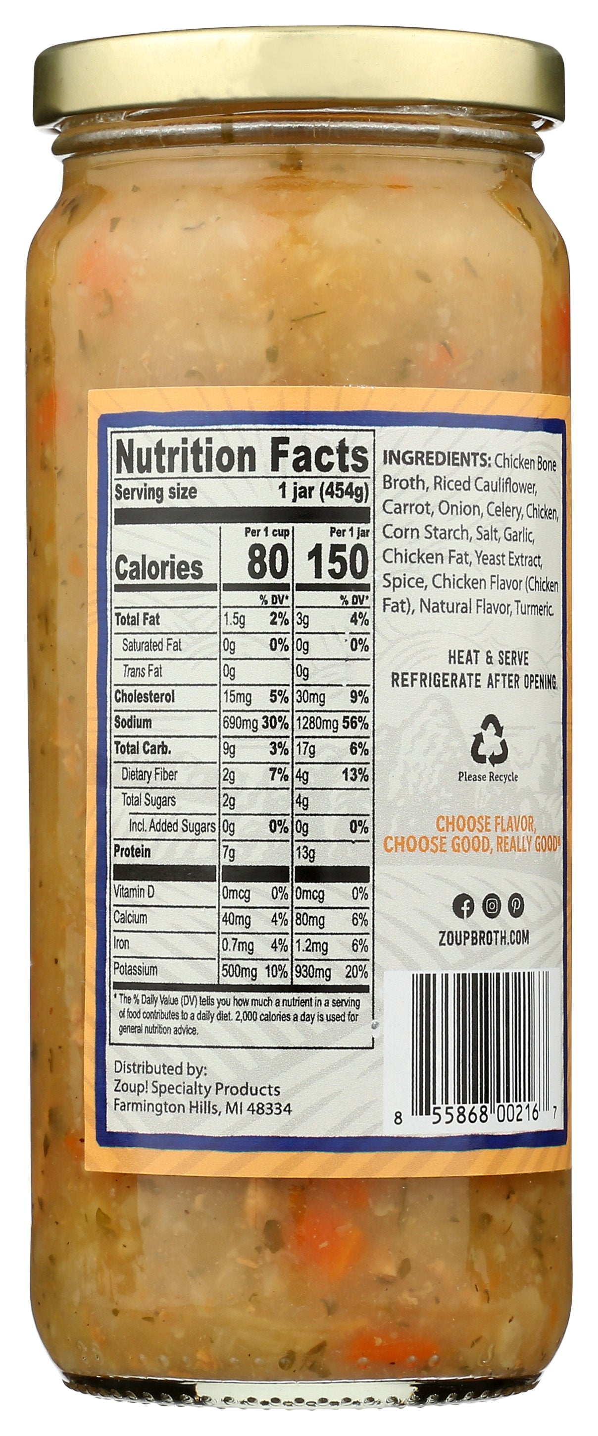 ZOUP GOOD REALLY SOUP CHICKEN CAULIFLOWER - Case of 6