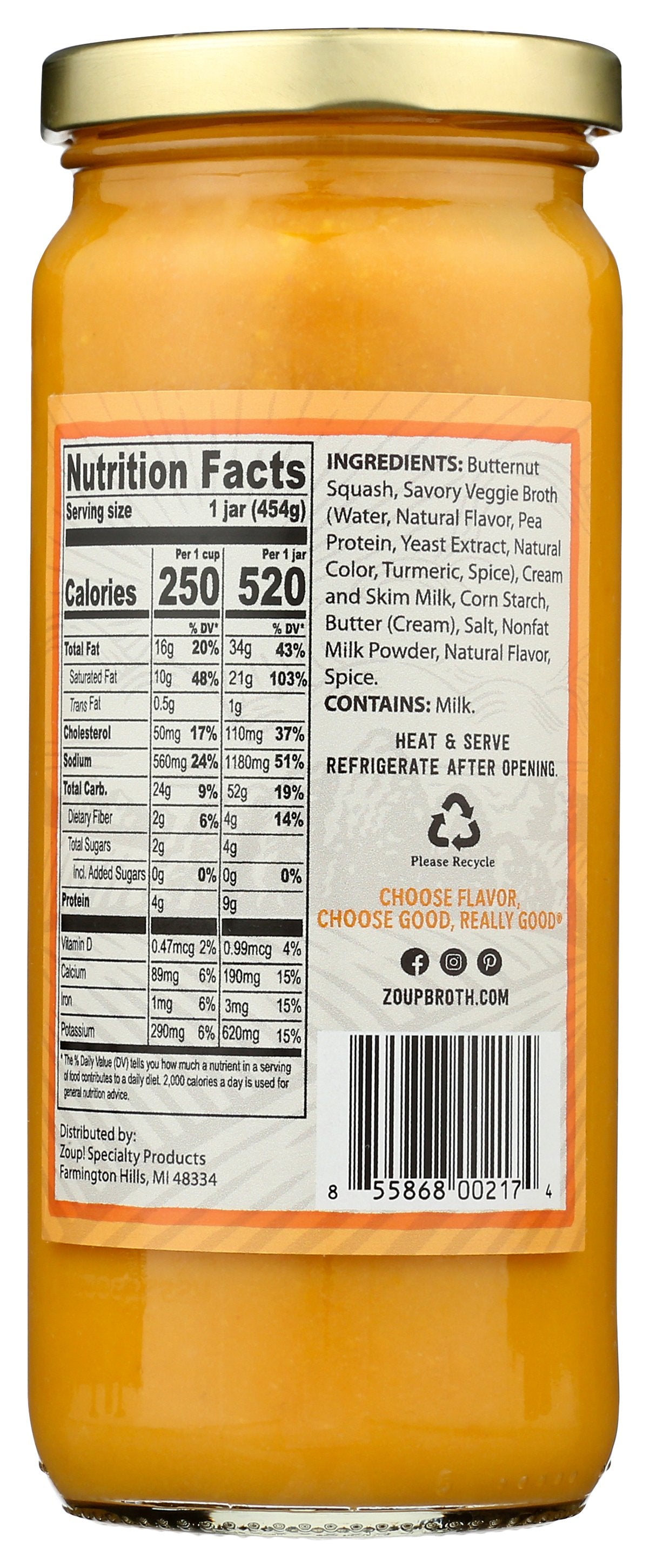 ZOUP GOOD REALLY SOUP BUTTERNUT SQUASH - Case of 6