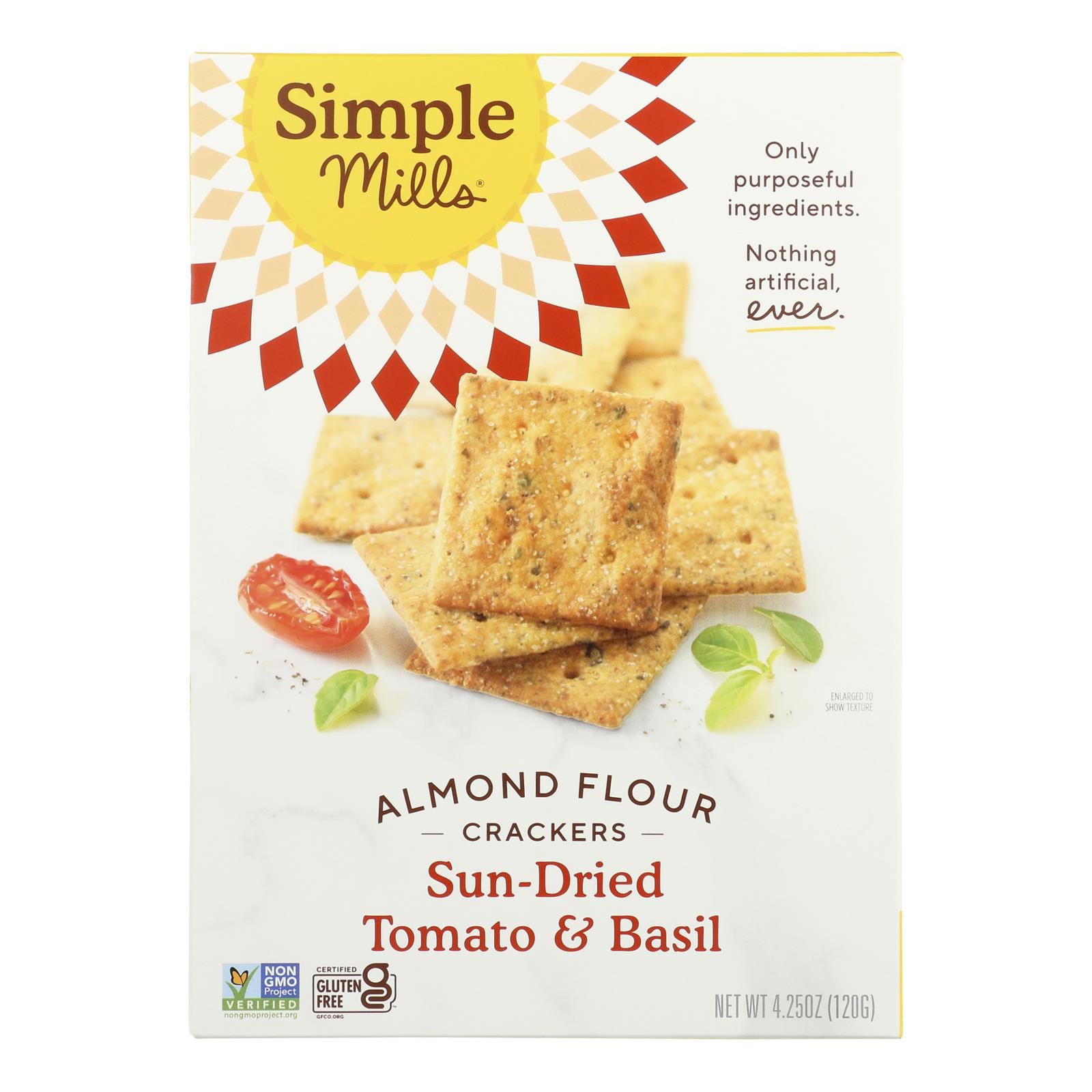Simple Mills Sun Dried Tomato And Basil Almond Flour Crackers - Case Of 6 - 4.25 Oz.