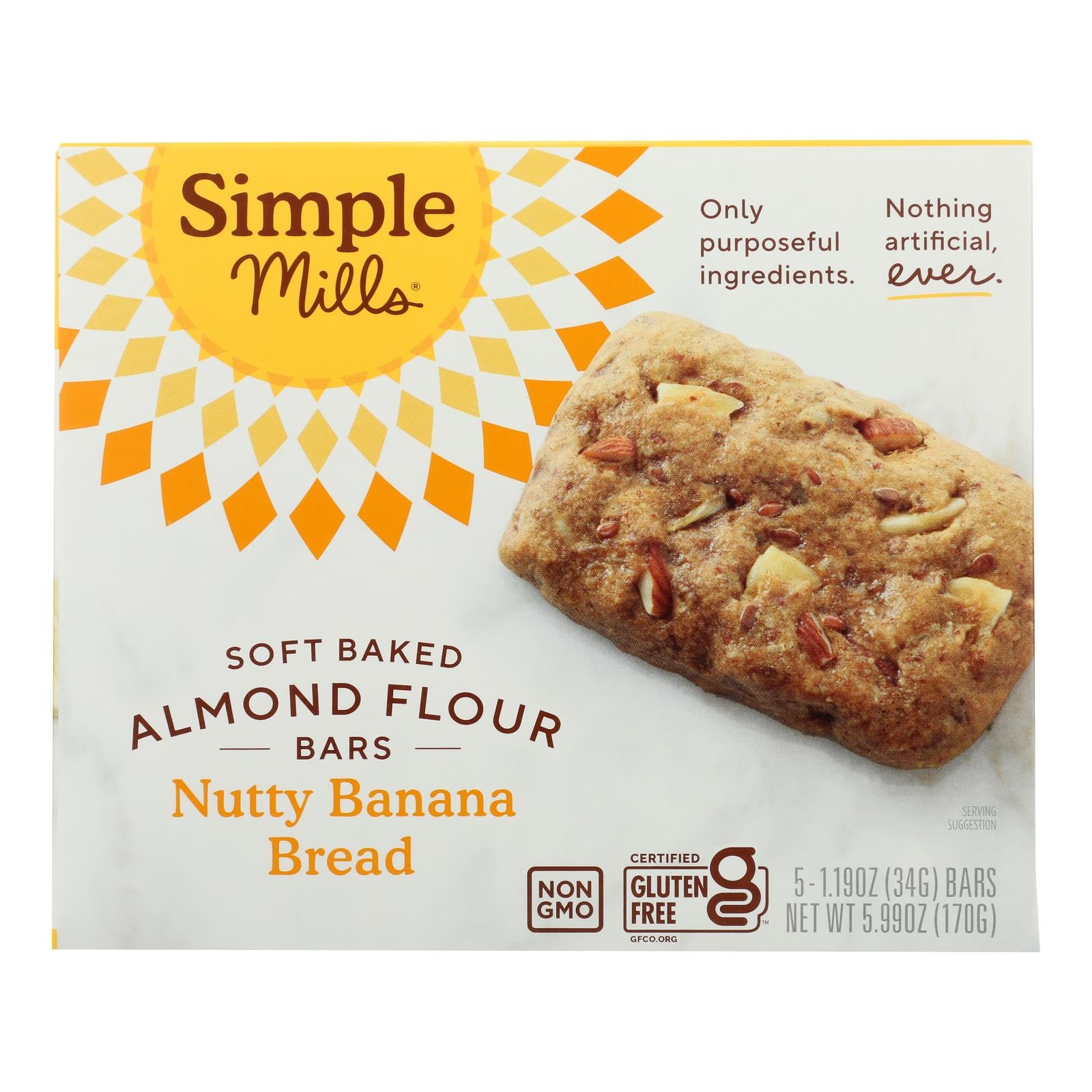 Simple Mills - Bar Sft Baked Nty Ban Bread - Case Of 6 - 5.99 Oz
