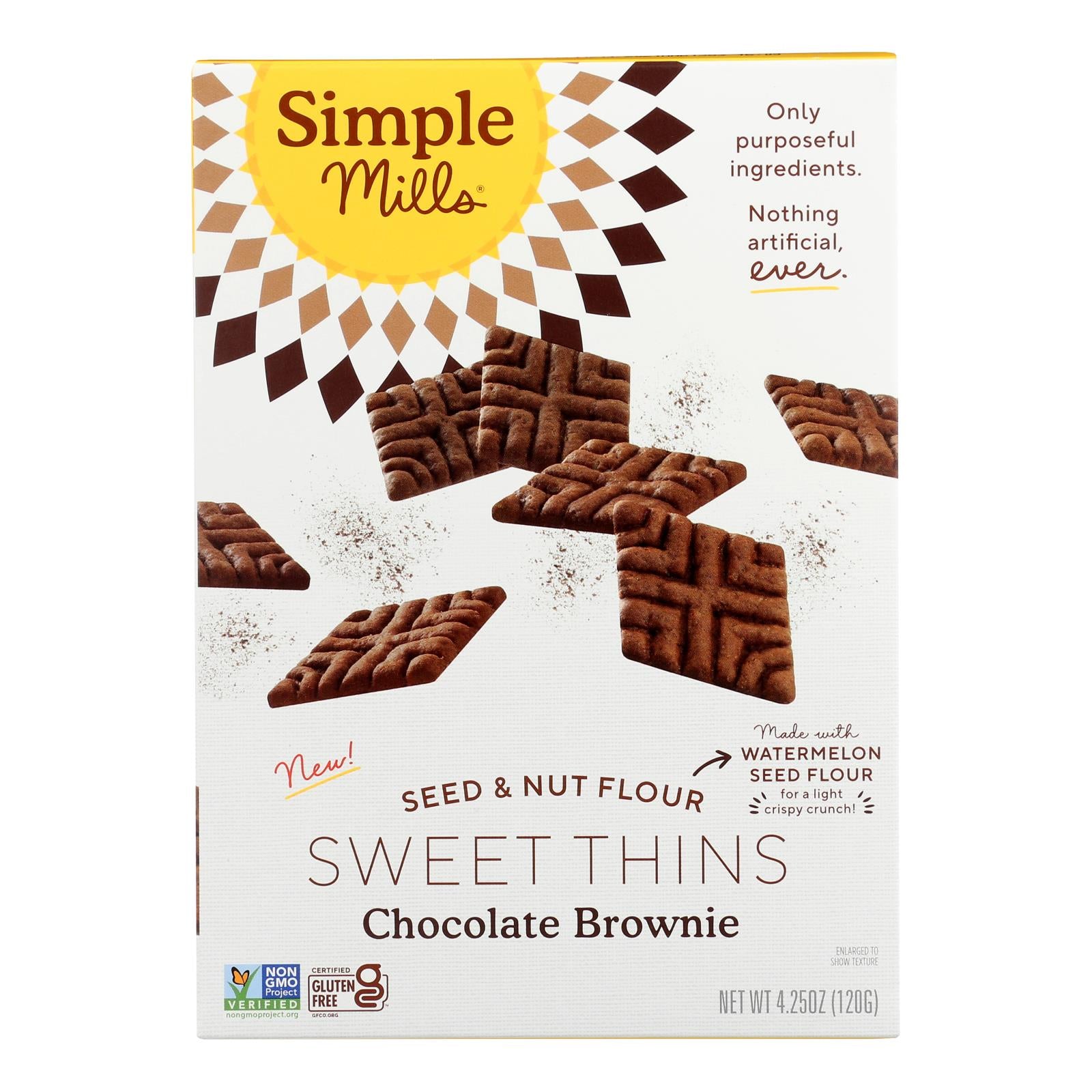 Simple Mills - Sweet Thins Chocolate Brownie - Case of 6-4.25 OZ