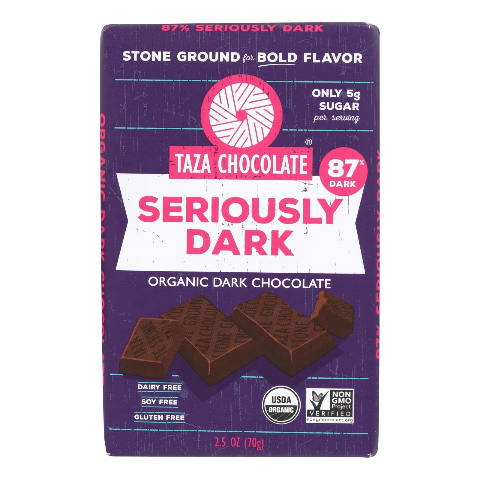 Taza Chocolate - Bar Seriously Dark - Case of 10 - 2.5 OZ