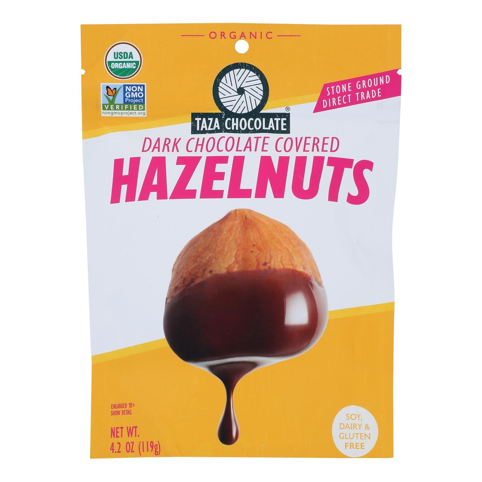 Taza Chocolate - Hazelnuts Chocolate Coverd - Case of 12-3.5 OZ