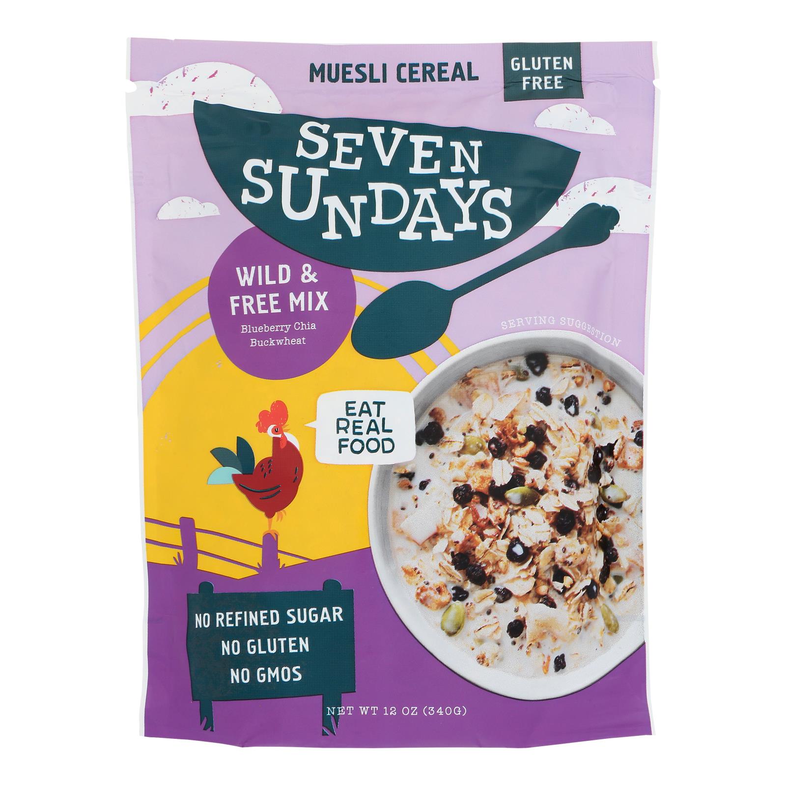 Seven Sundays Muesli - Blueberry Chia Buckwheat - Case of 6 - 12 oz.