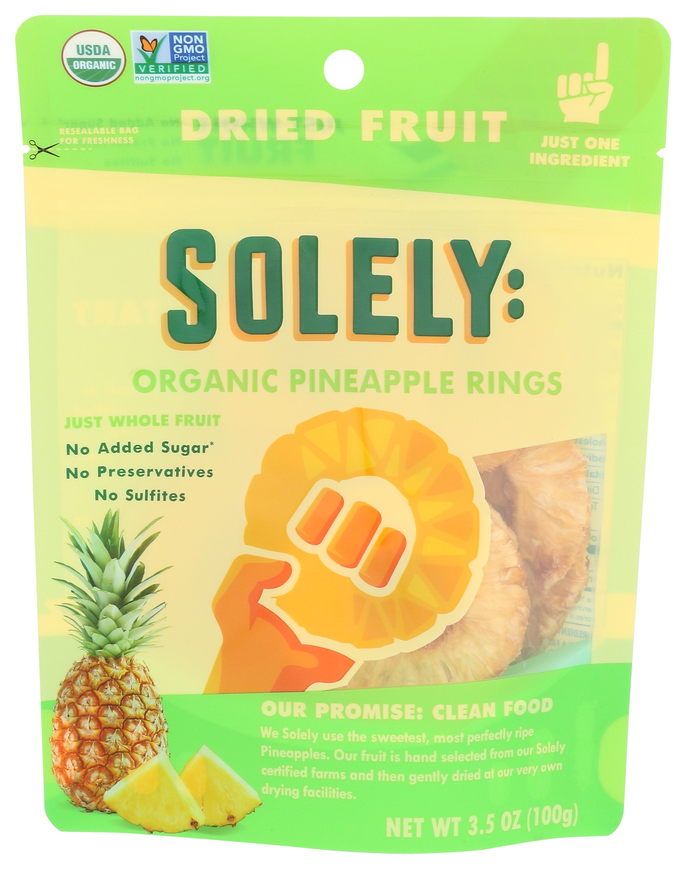 SOLELY FRUIT DRIED PINEAPPLE ORG - Case of 6