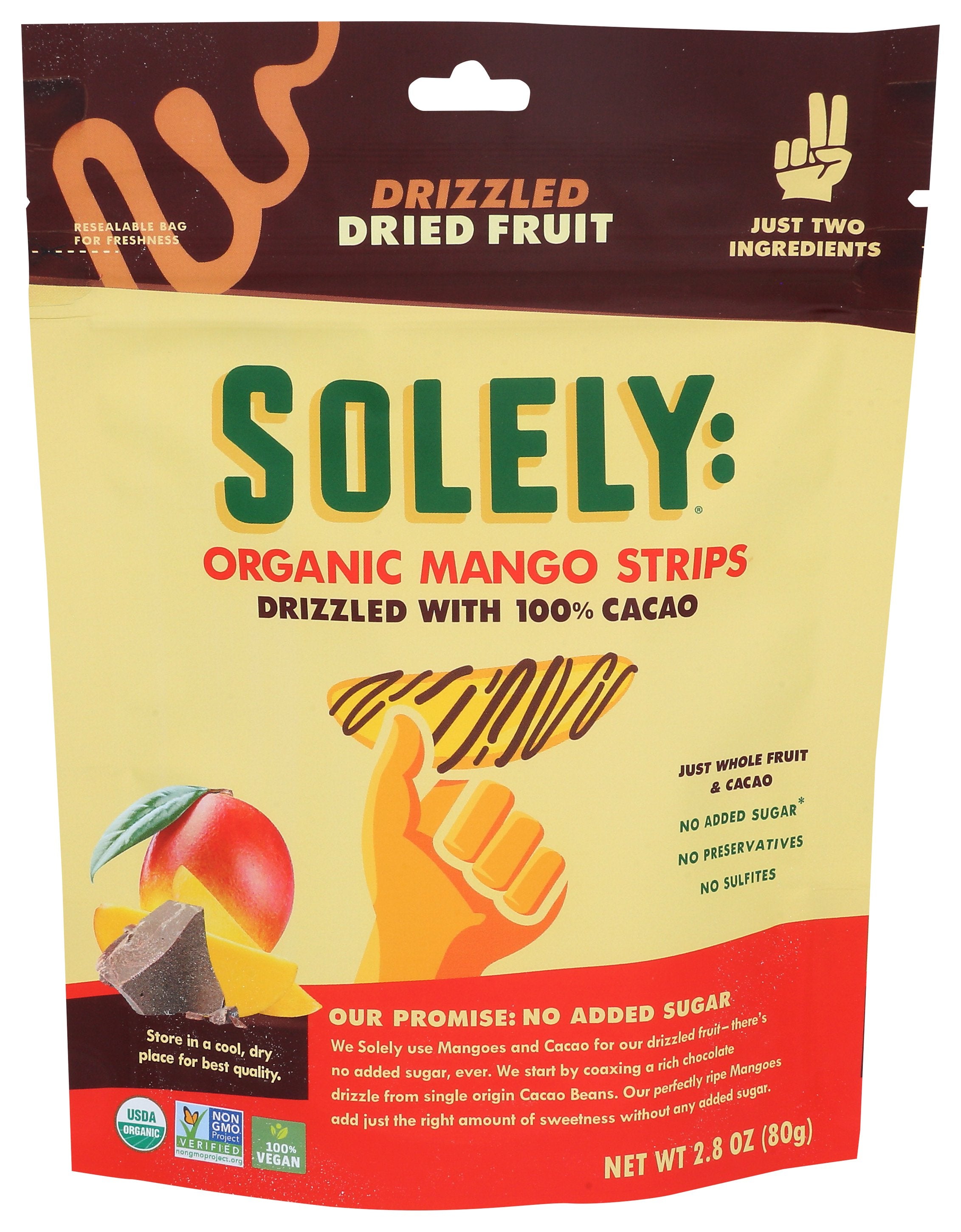 SOLELY MANGO CACAO DRIED STRIPS - Case of 8