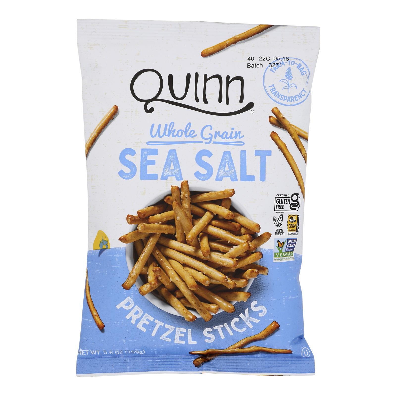 Quinn - Pretzels Classic Sea Salt - Case Of 8-5.6 Oz