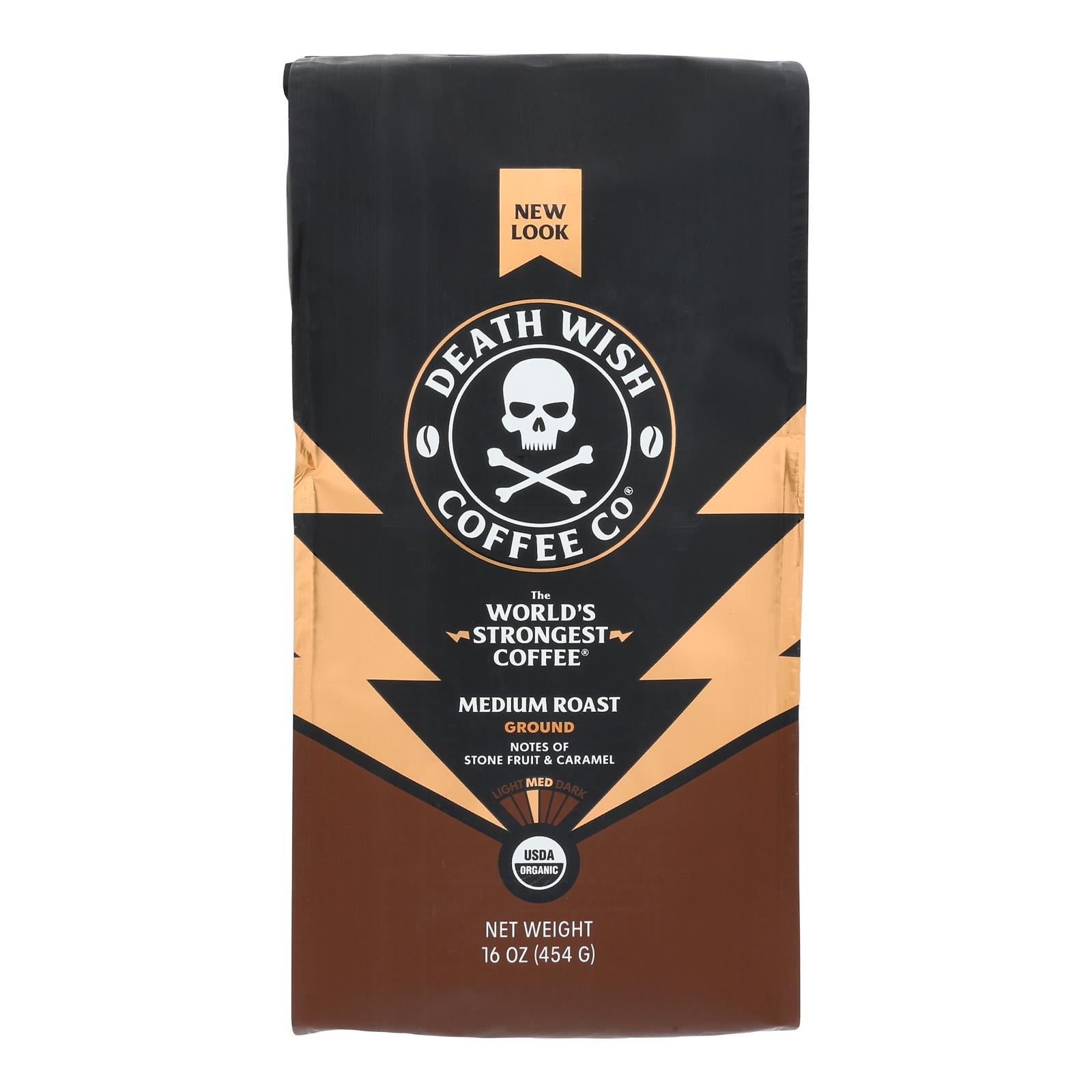 Death Wish Coffee - Coffee Medium Roast Ground - Case of 6-16 OZ